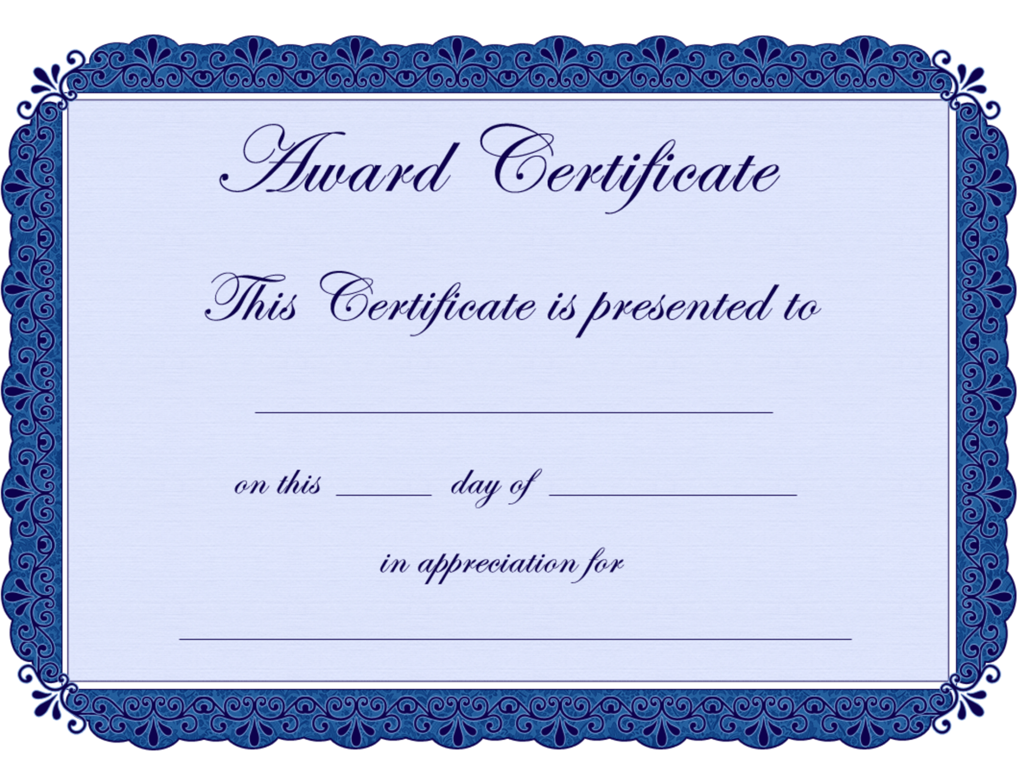 Free Printable Award Certificate Borders Award In Borderless