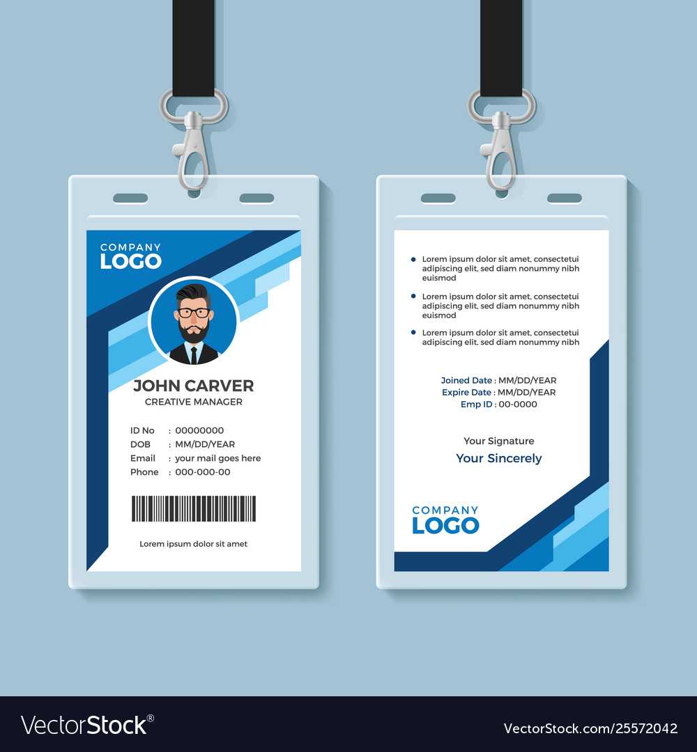 001 Blue Graphic Employee Id Card Template Vector Free Within Free Id Card Template Word