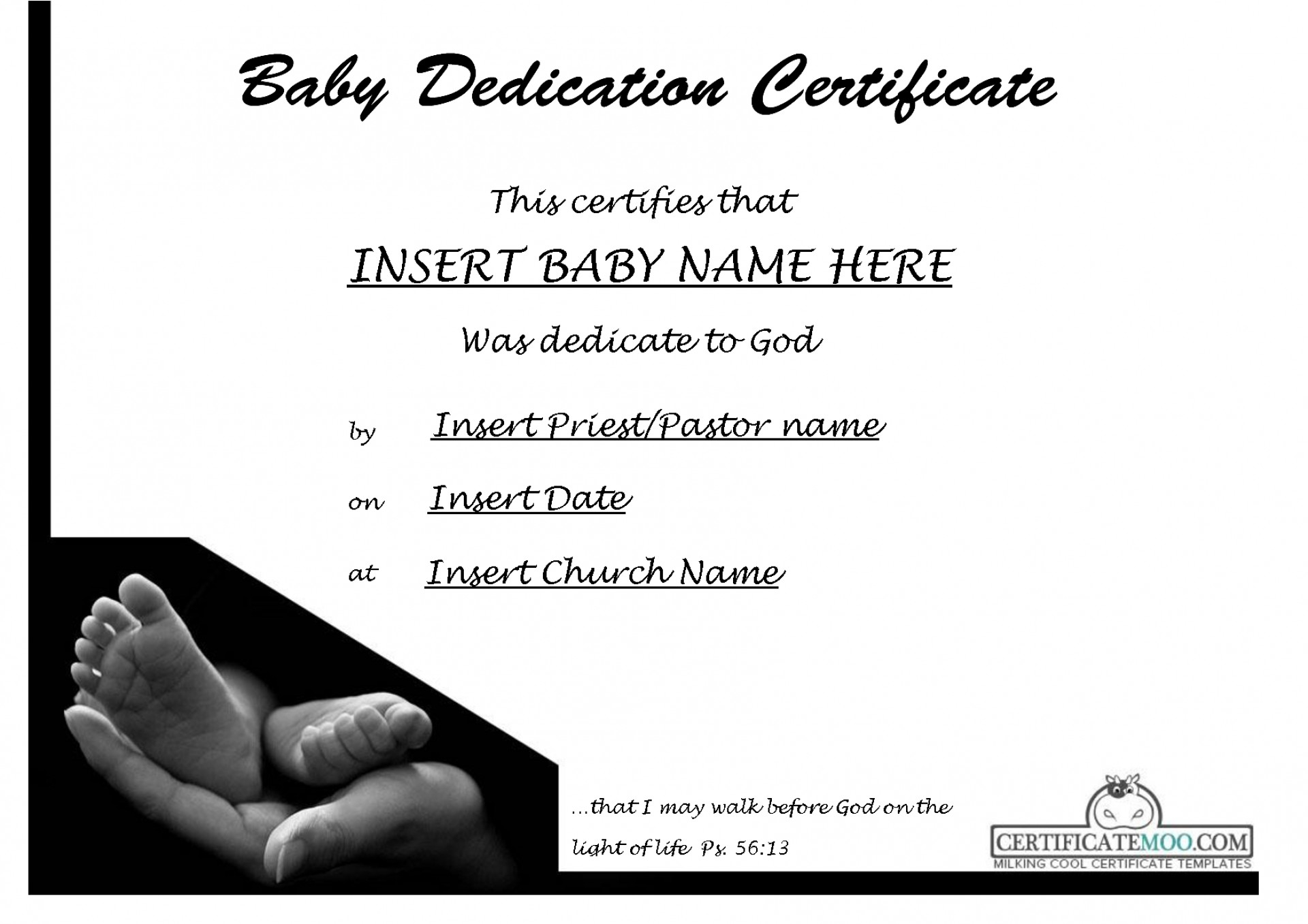 001 Template Ideas Baby Dedication Certificate Mock Intended For Baby Dedication Certificate Template