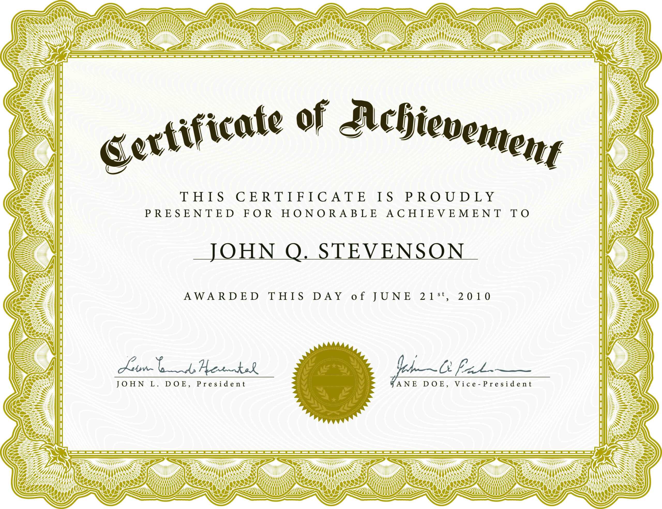 003 Certificate Of Achievement Template Free Ideas Throughout Template For Certificate Of Award