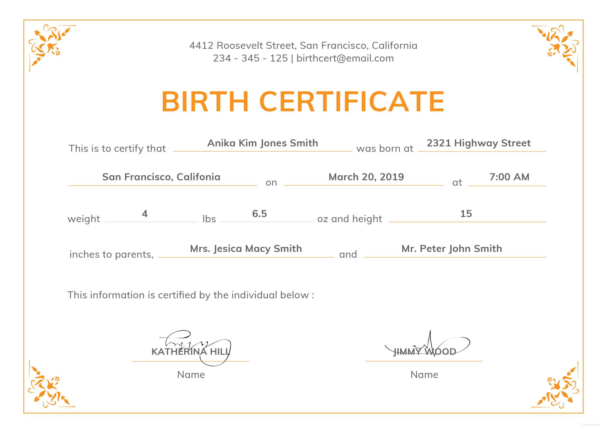 003 Official Birth Certificate Template Charming Designs In Birth Certificate Template For Microsoft Word