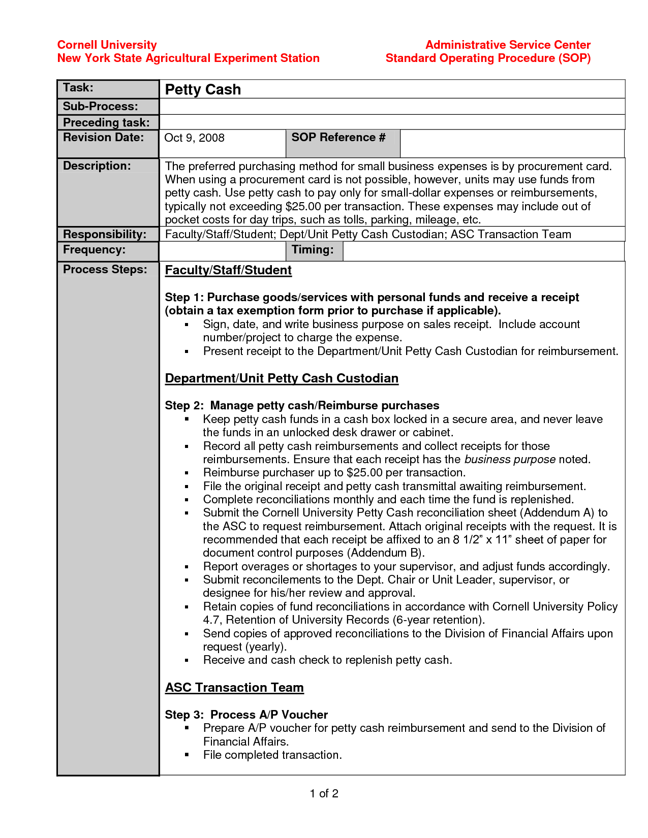 003 Template Ideas Standard Operating Procedure Free For Procedure Manual Template Word Free