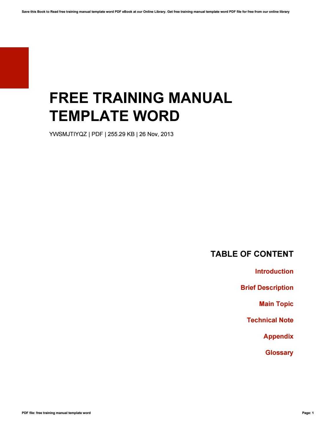 003 Training Manual Template Word Ideas Page 1 Fascinating With Regard To Training Documentation Template Word