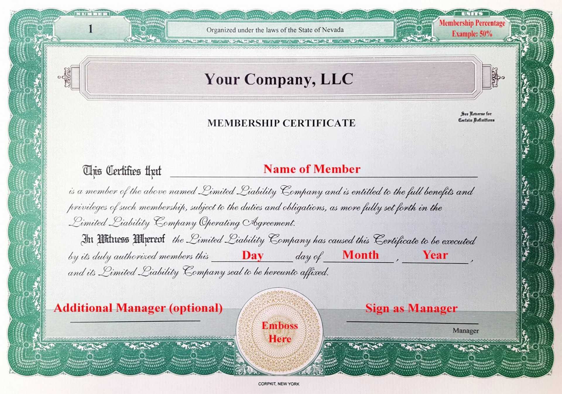 004 Llcship Certificate Template Best Of Laughlin Associates For Llc Membership Certificate Template Word