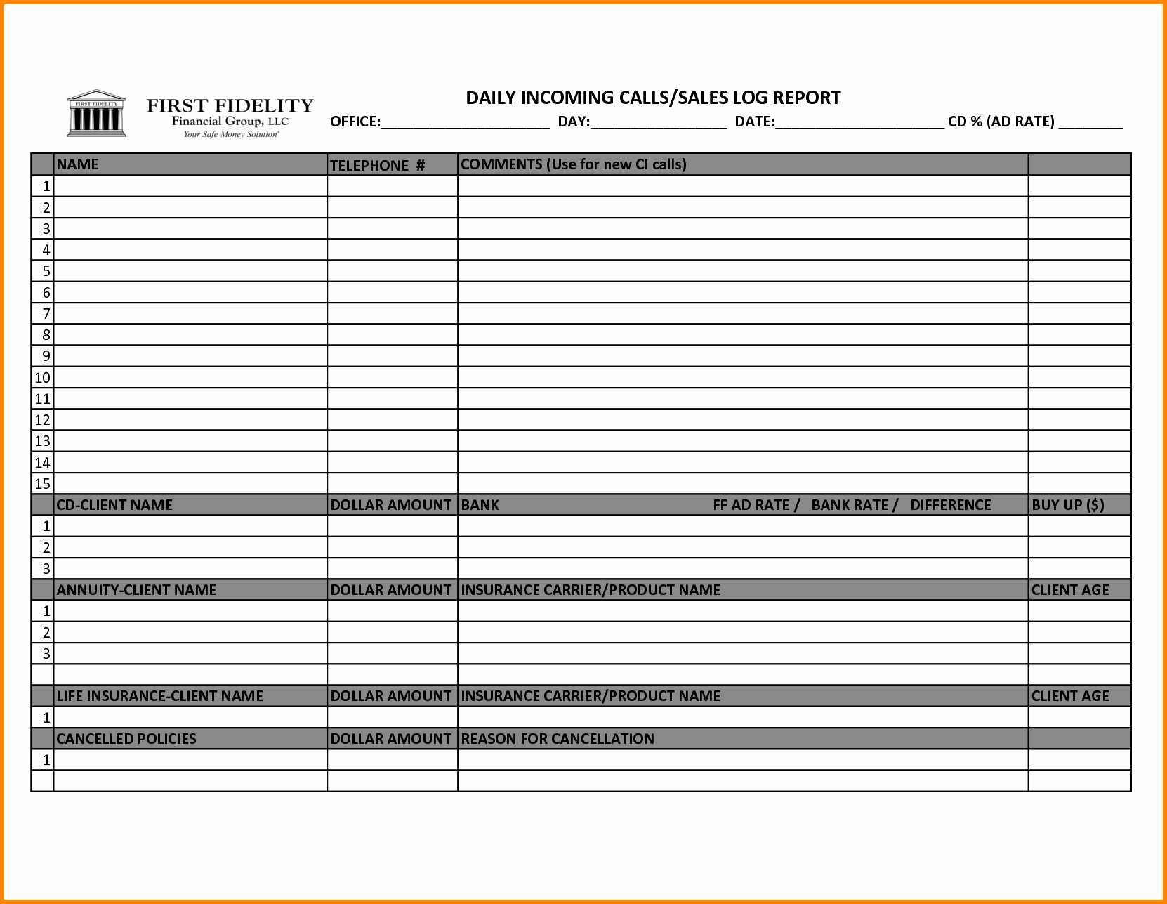 004 Sales Calls Report Template Ideas Sample Call Reports Or Within Daily Sales Call Report Template Free Download