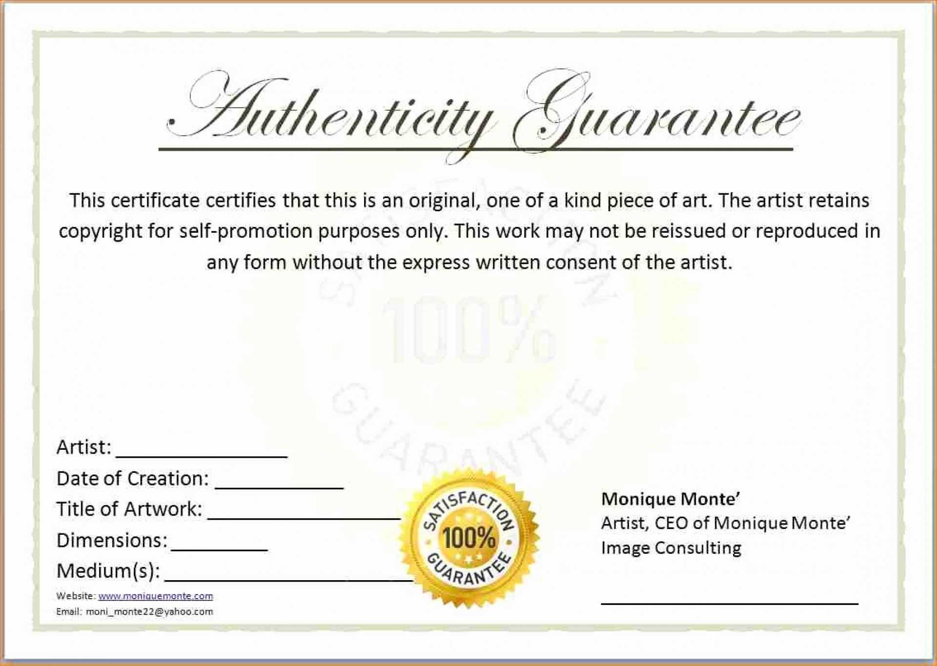004 Template Ideas Certificate Of Authenticity Unique Free With Regard To Photography Certificate Of Authenticity Template