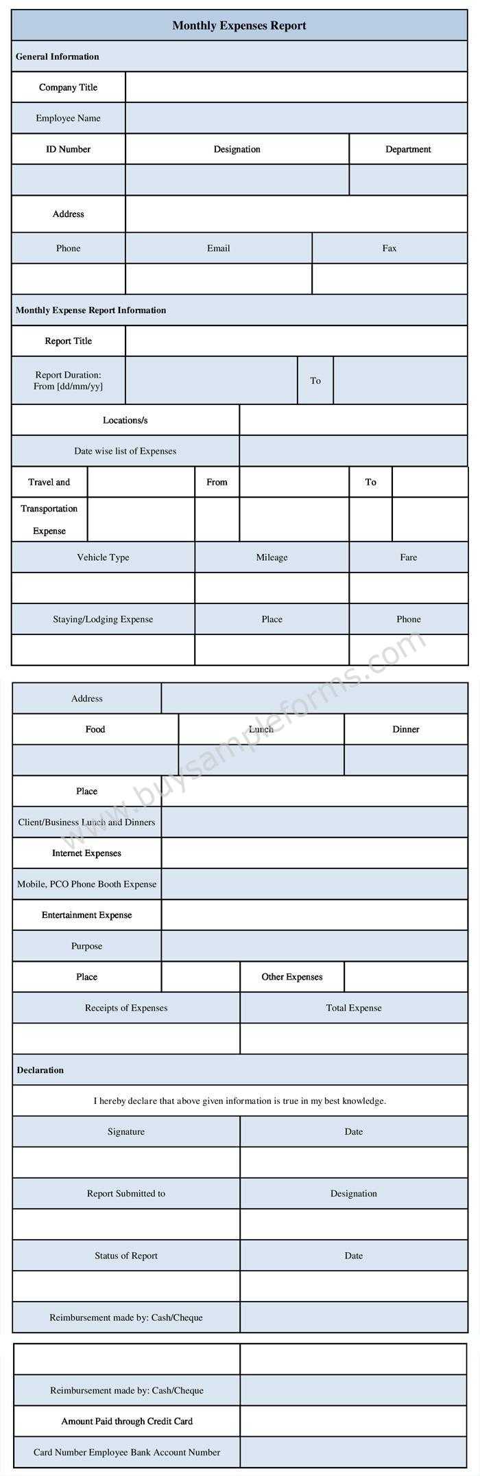 006 Expense Report Template Free Basic Monthly With Blank With Regard To Blank Scheme Of Work Template