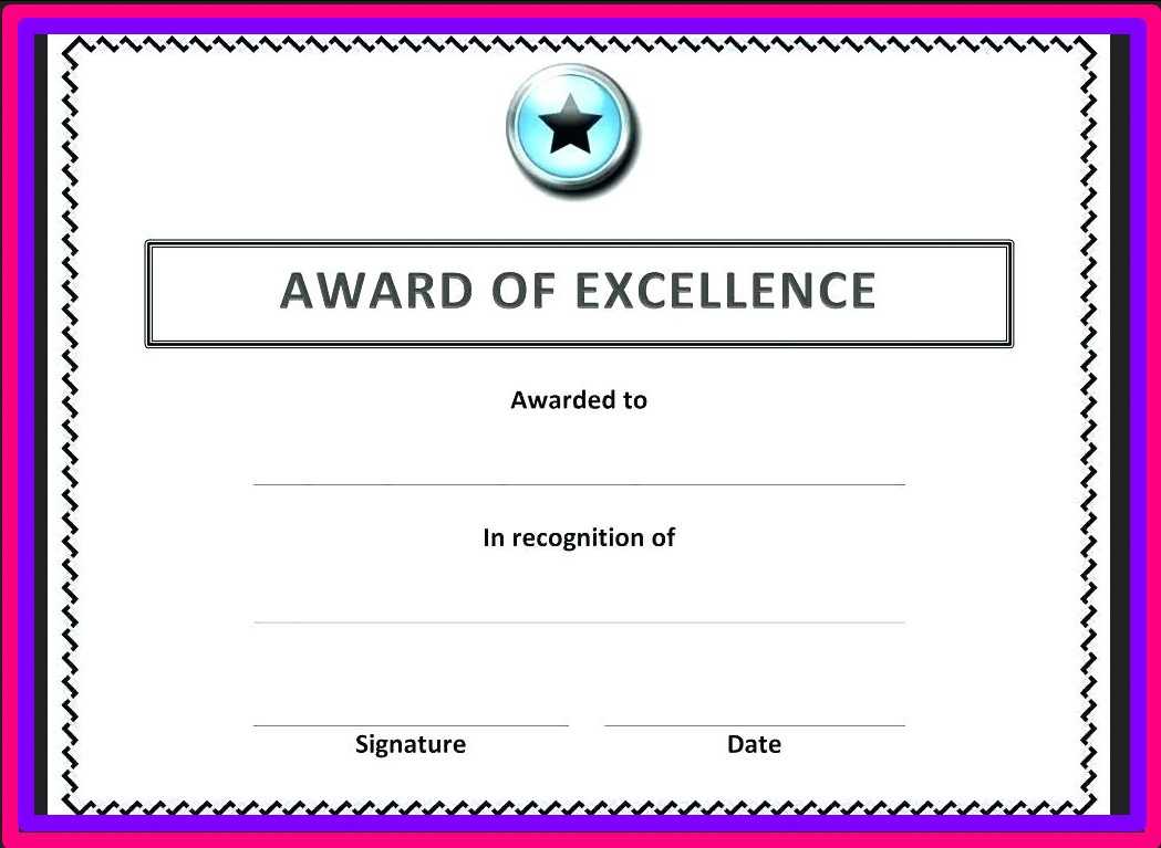 006 Free Blank Certificate Templates For Word Award Of In Award Of Excellence Certificate Template