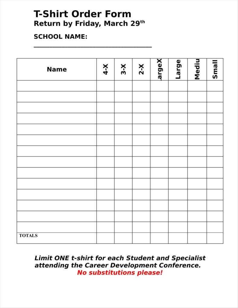 006 Sales Order Form Template Excel Download Blank T Shirt Regarding Blank T Shirt Order Form Template