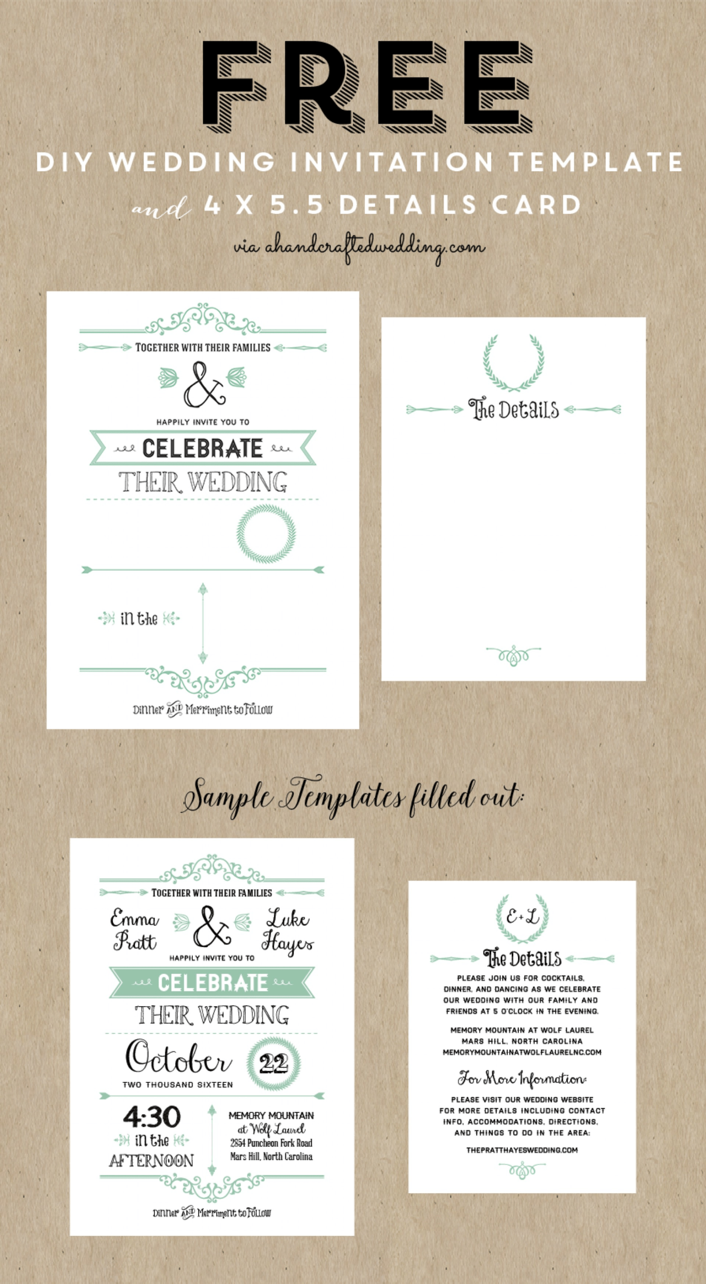 007 Template Ideas Rustic Wedding Invites Fascinating Throughout Celebrate It Templates Place Cards
