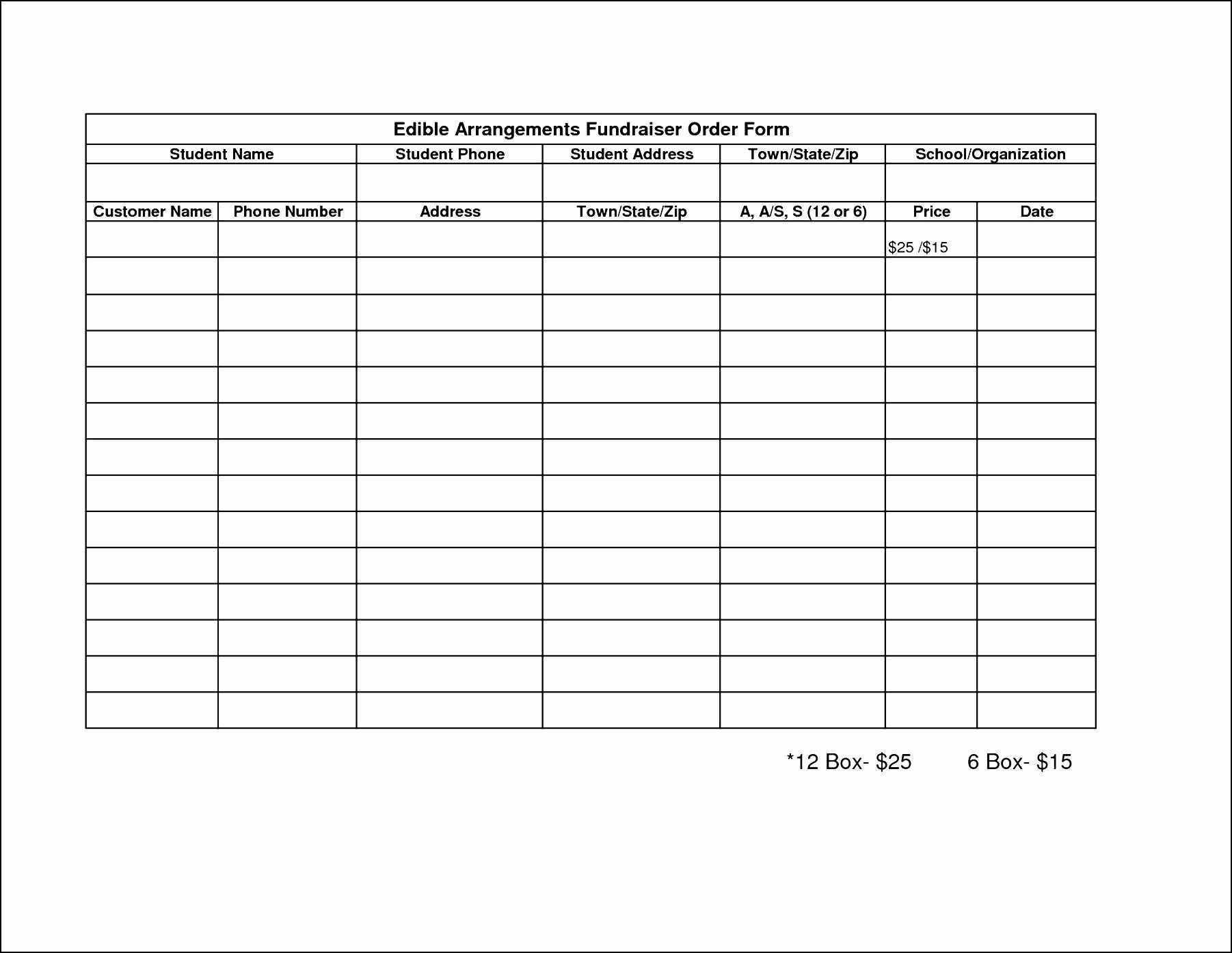 008 Fundraiser Order Form Template Excel Ideas Luxury T With Blank Fundraiser Order Form Template