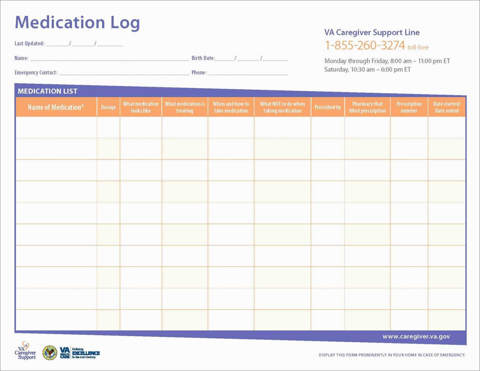 009 Free Printable Medication List Template Administration Regarding