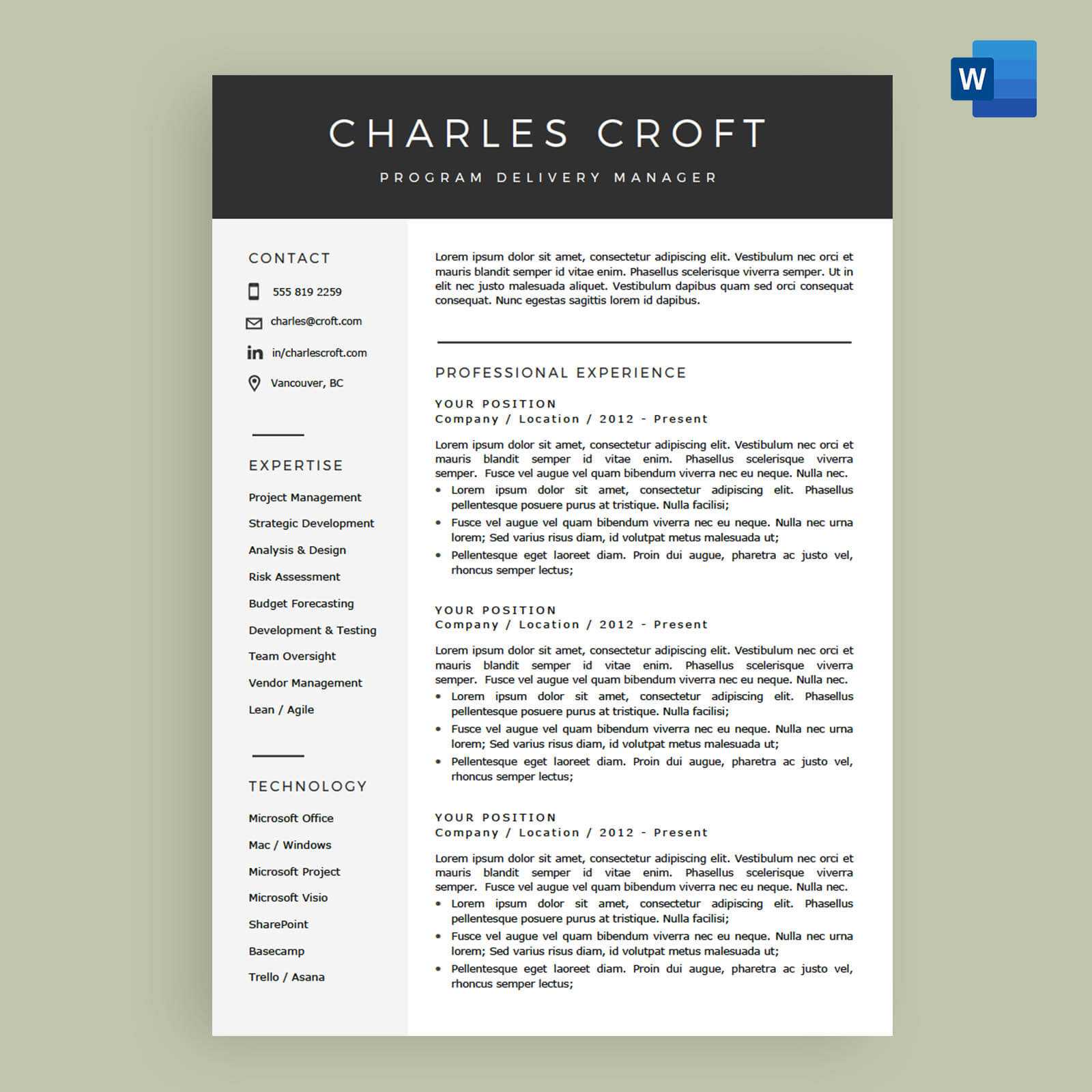 009 Microsoft Word Resume Template With Picture Charlie Page With Regard To Microsoft Word Resumes Templates