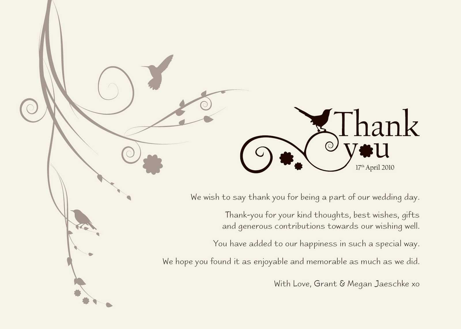 010 Template Ideas Wedding Thank You Note Templates Pertaining To Template For Wedding Thank You Cards
