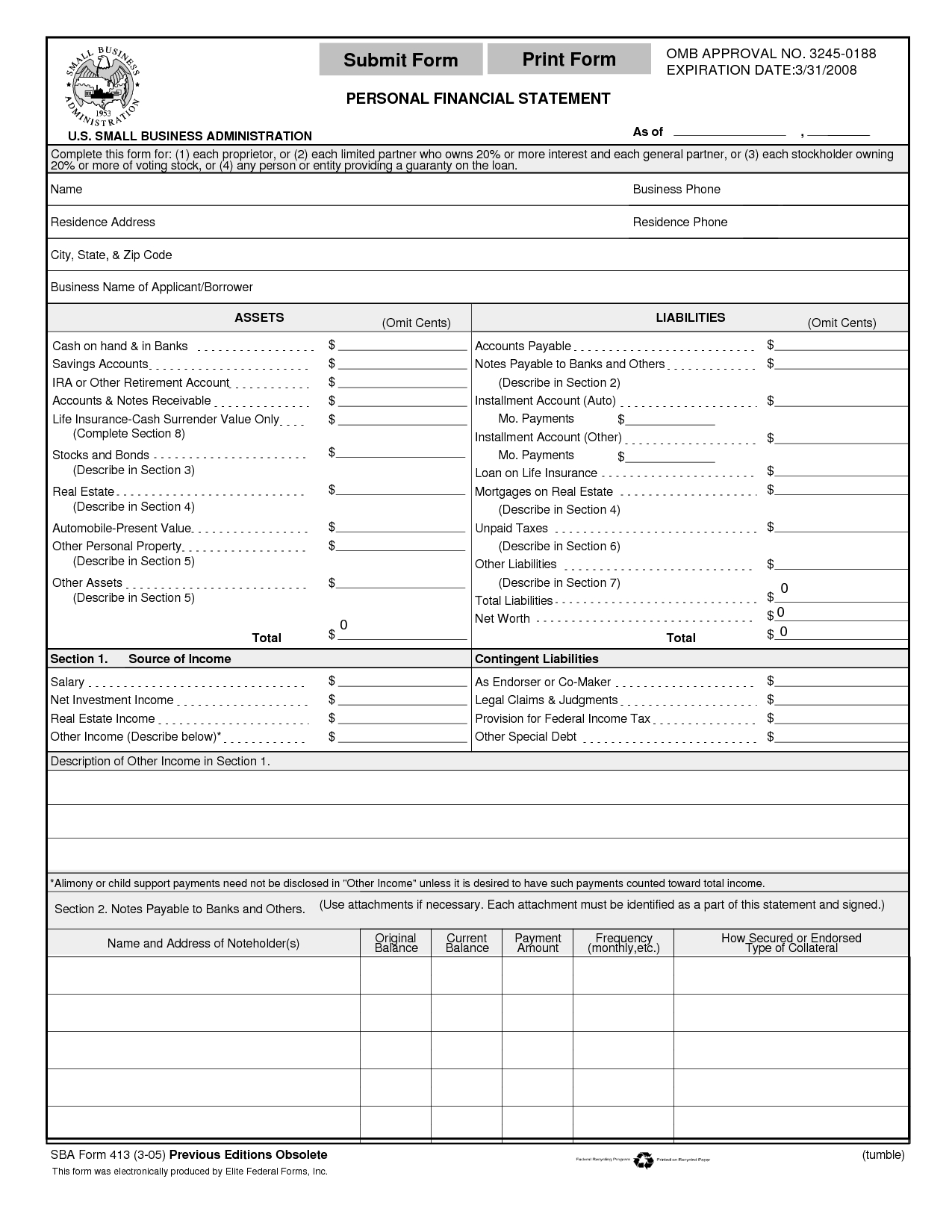 011 Personal Financial Statement Template Ideas Stupendous Regarding Blank Personal Financial Statement Template