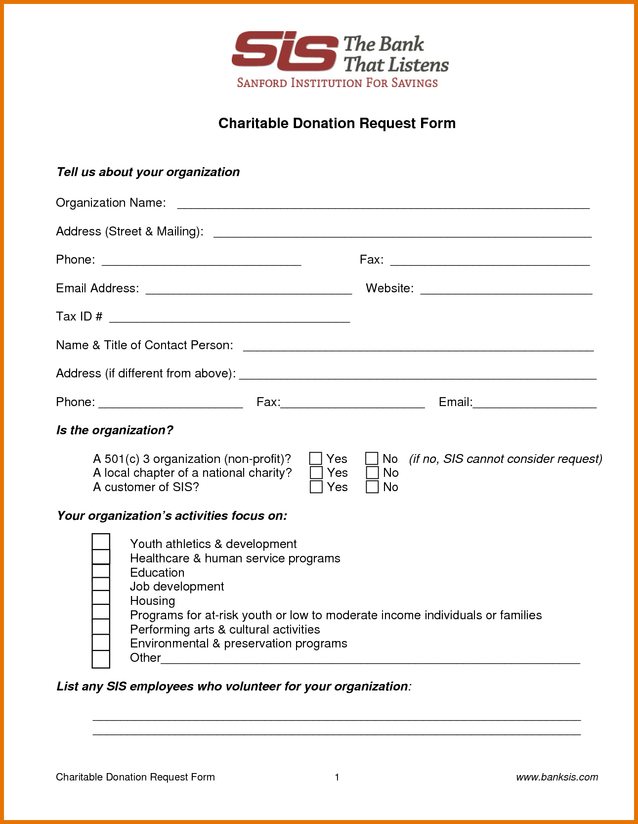 011 Template Ideas Charitable Donation Receipt Generic Non Pertaining To Blank Sponsor Form Template Free