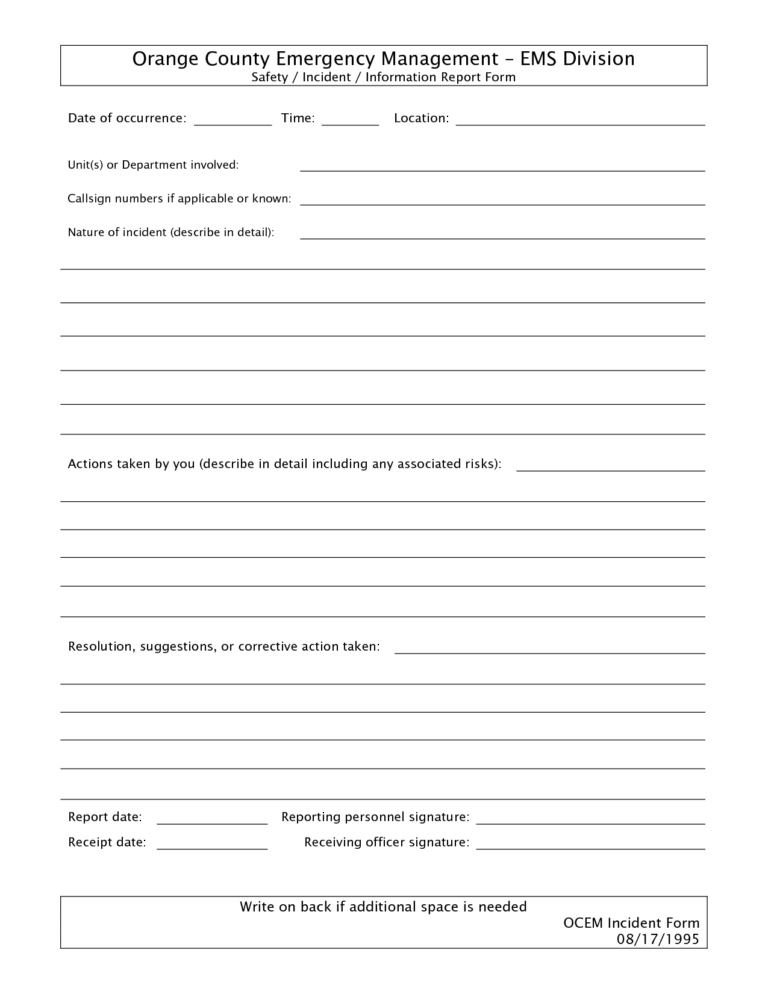 011 Template Ideas Free Incident Report Form Word Blank for Itil ...