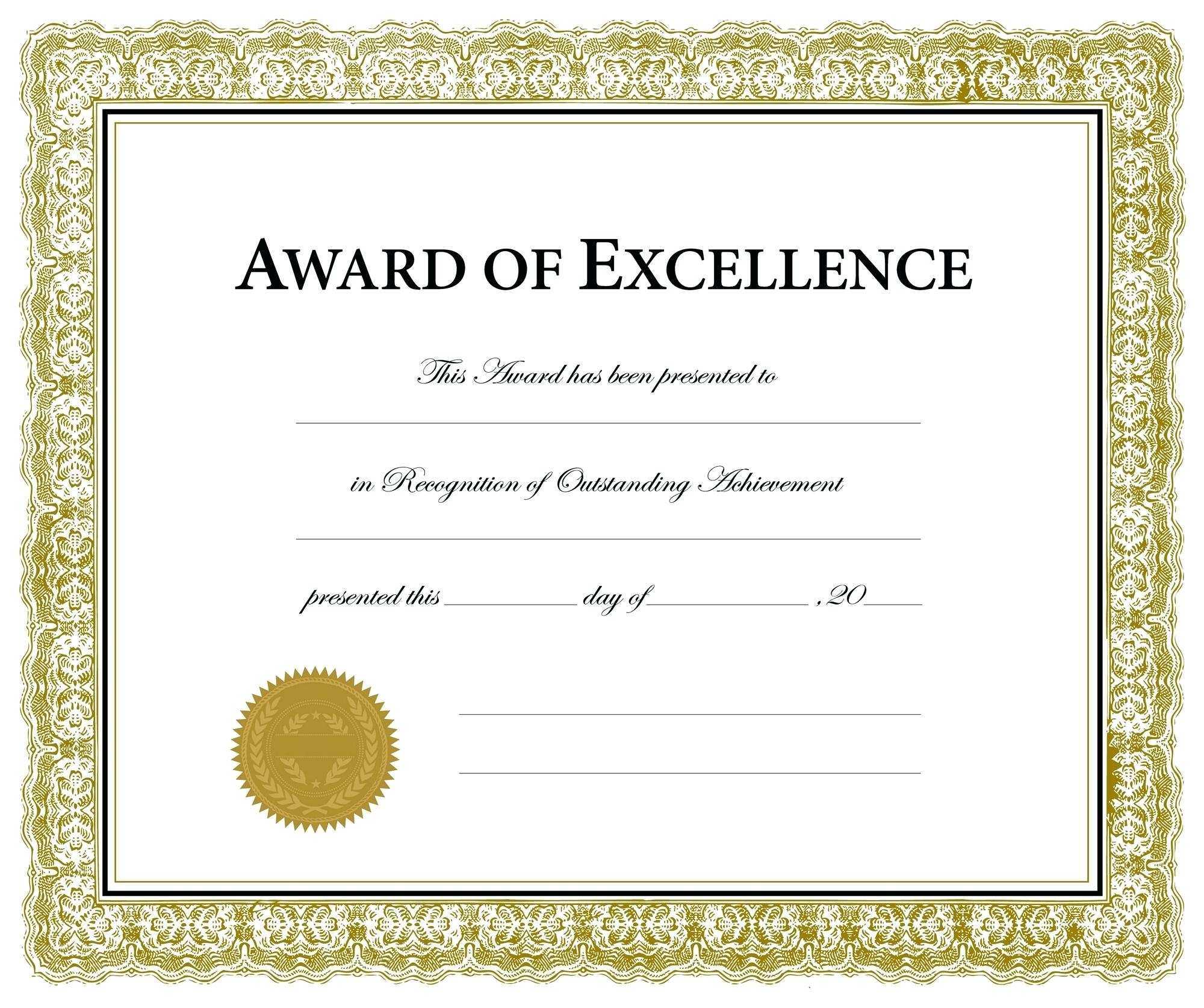 012 Certificate Of Achievement Template Word Free Printable Regarding Blank Award Certificate Templates Word