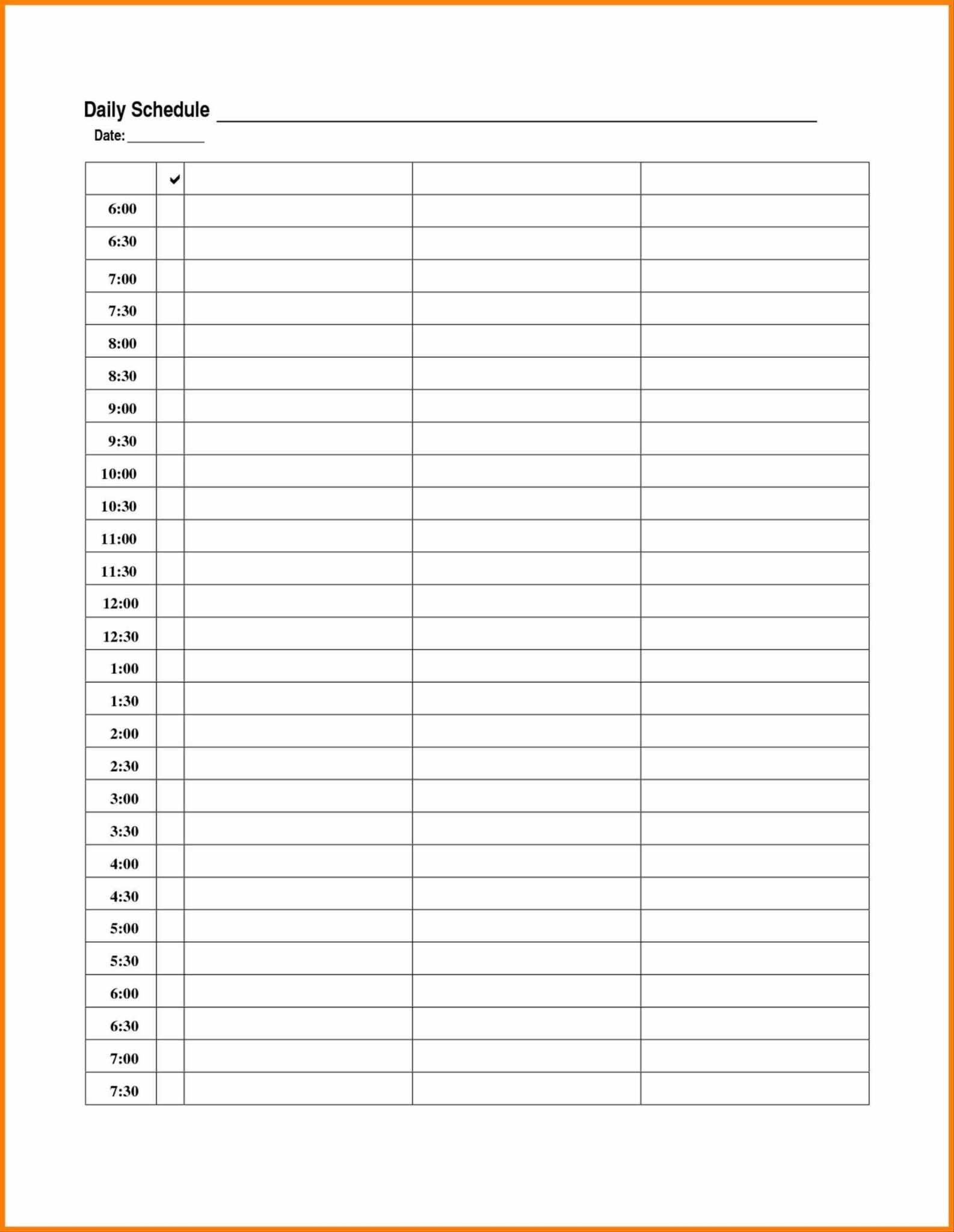 excel daily schedule template year