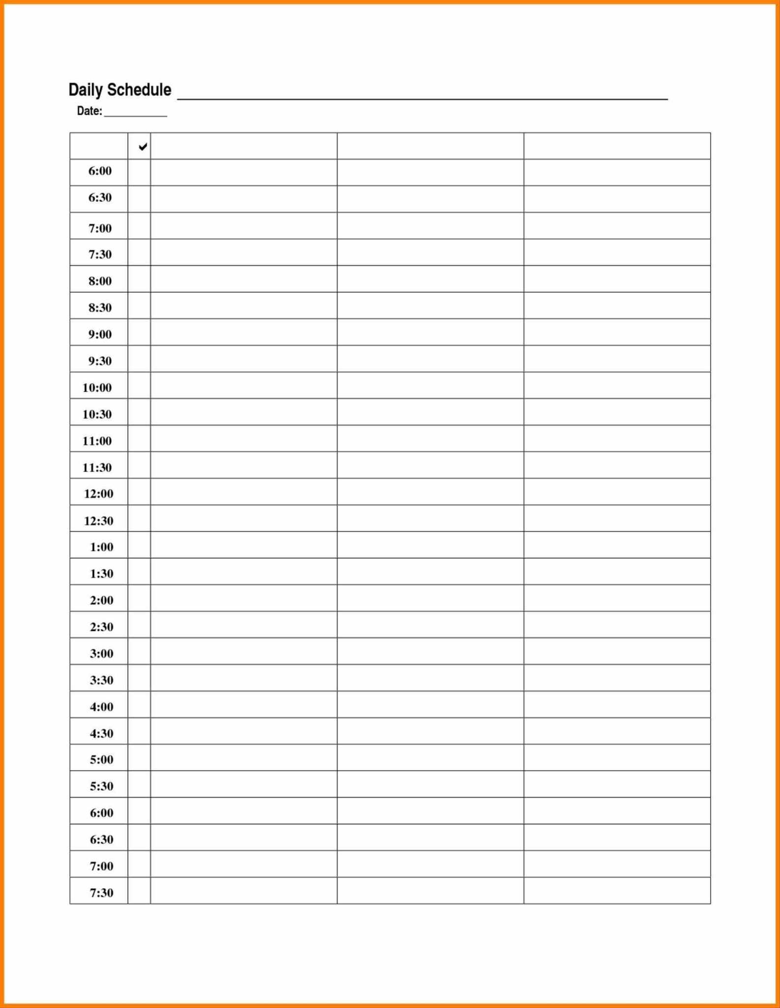 childcare blank printable daily staff work schedule