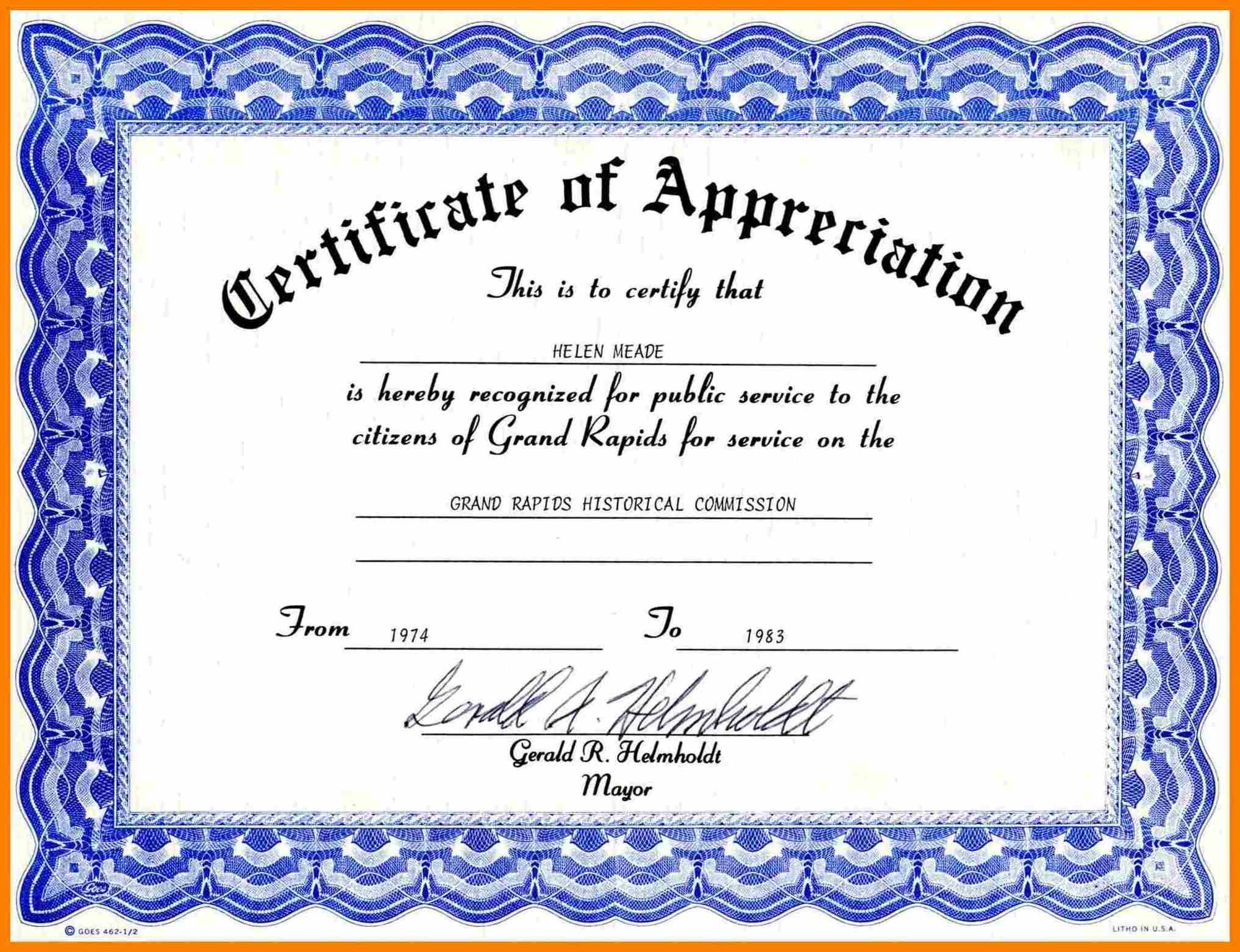 014 Certificate Of Appreciation Word Template Templates Free With Regard To Template For Certificate Of Appreciation In Microsoft Word
