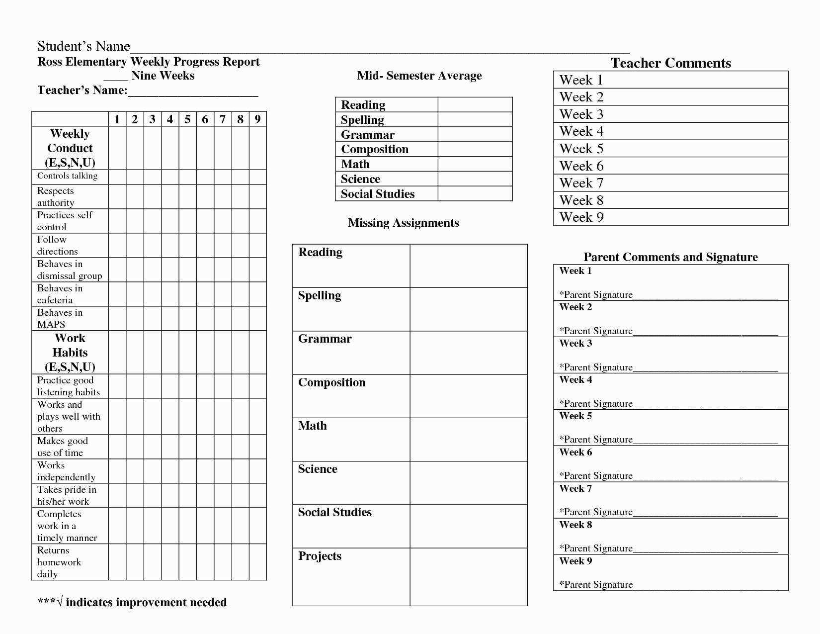 014 Free Printable Homeschool Report Card Template Best With Regard To Homeschool Report Card Template Middle School