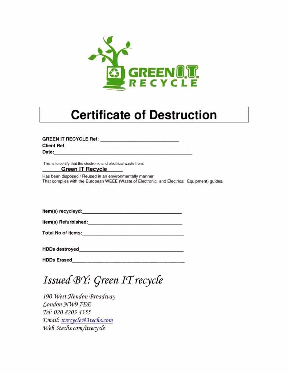 016 Certificate Of Destruction Template Ideas Bunch For Pertaining To Hard Drive Destruction Certificate Template