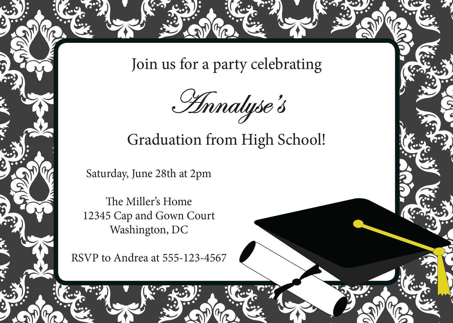 016 Template Ideas College Graduation Party Invitation In Graduation Party Invitation Templates Free Word