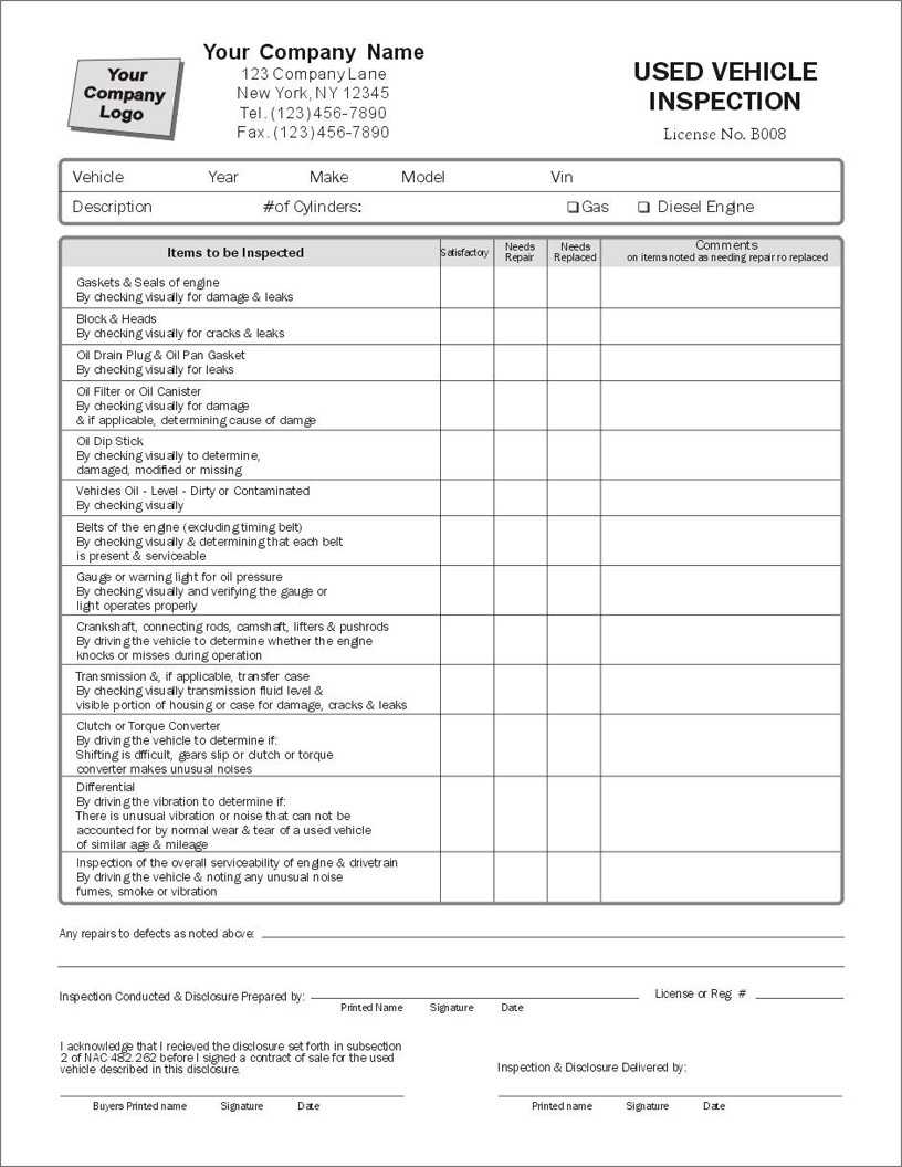 016 Vehicle Inspection Checklist Template Ideas Outstanding With Vehicle Checklist Template Word