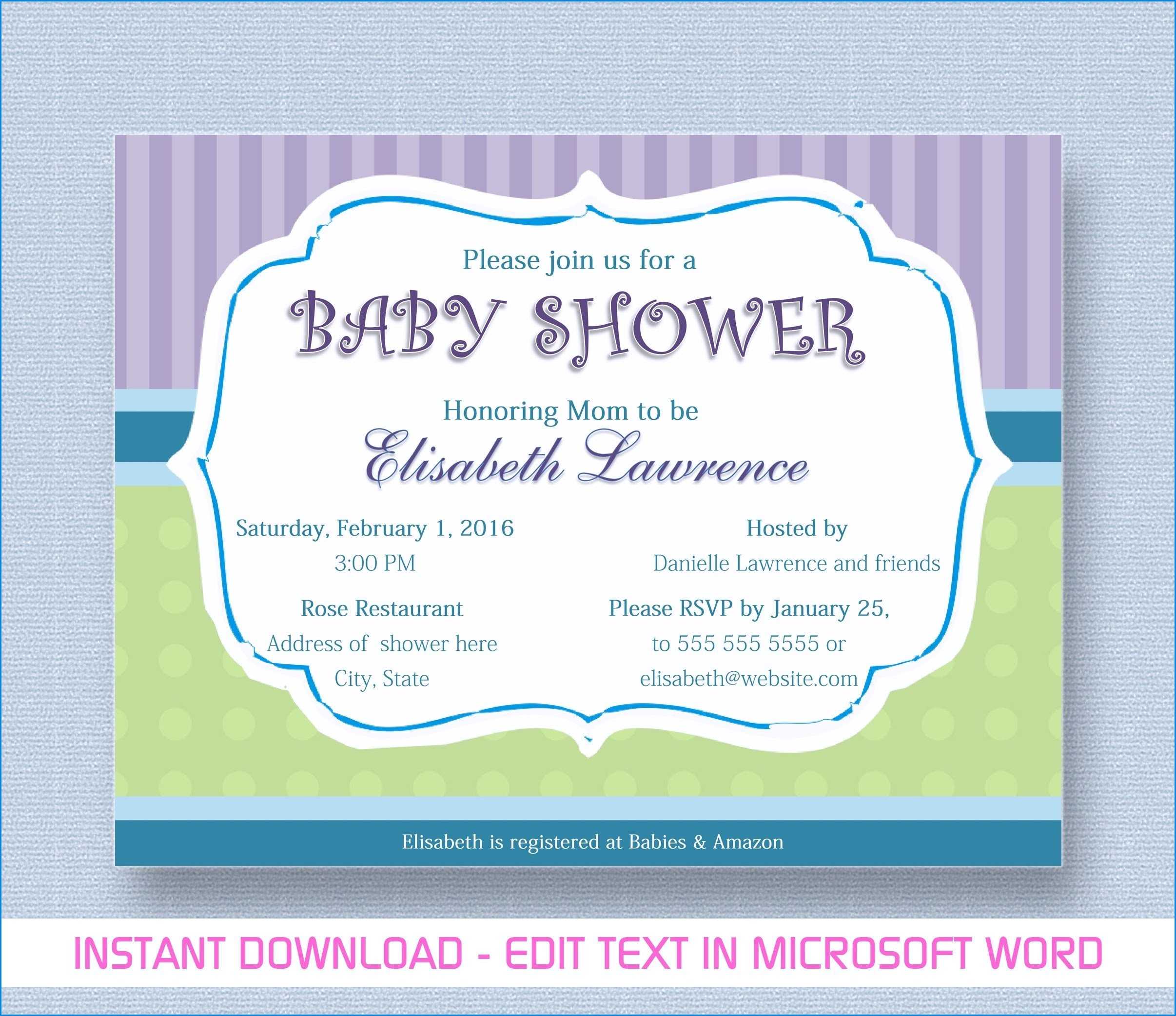 018 Baby Shower Invite Template Word Free Showervitation Intended For Free Baby Shower Invitation Templates Microsoft Word