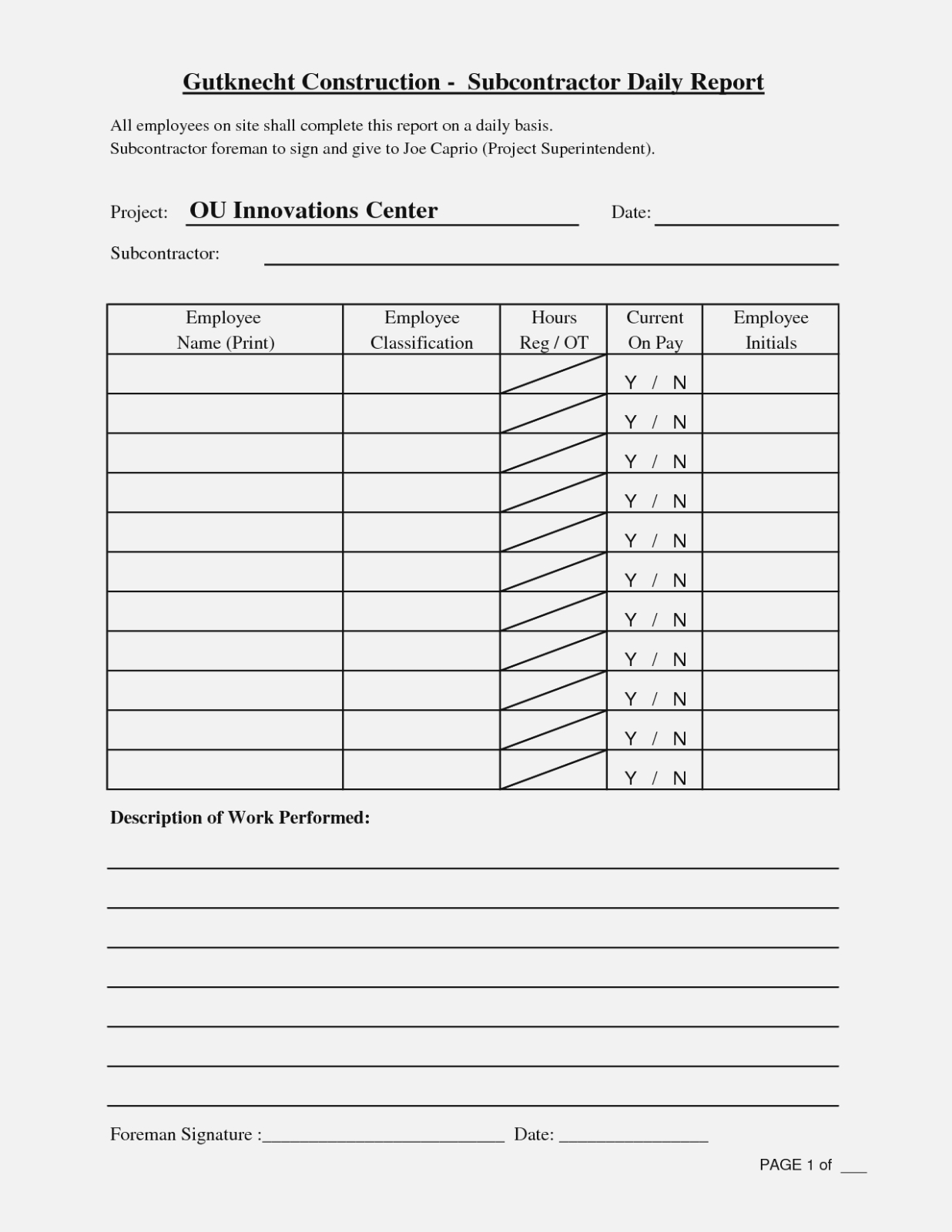 018 Template Ideas Construction Daily Log Report Excel Best In Superintendent Daily Report Template