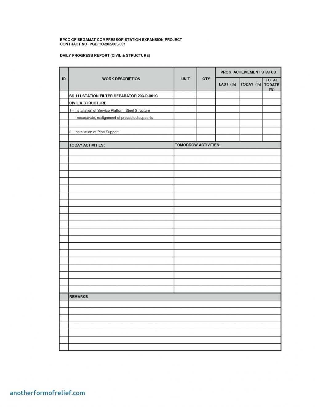 019 Construction Daily Report Template Excel Ideas Status In Progress Report Template For Construction Project