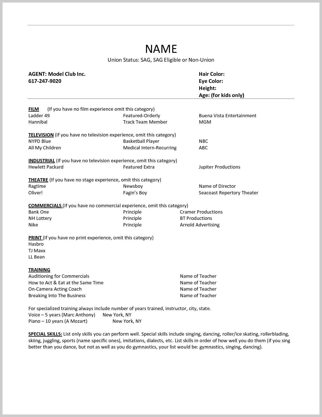 021 Technical Theatre Resume Template Ideas Sample Best Within Theatrical Resume Template Word