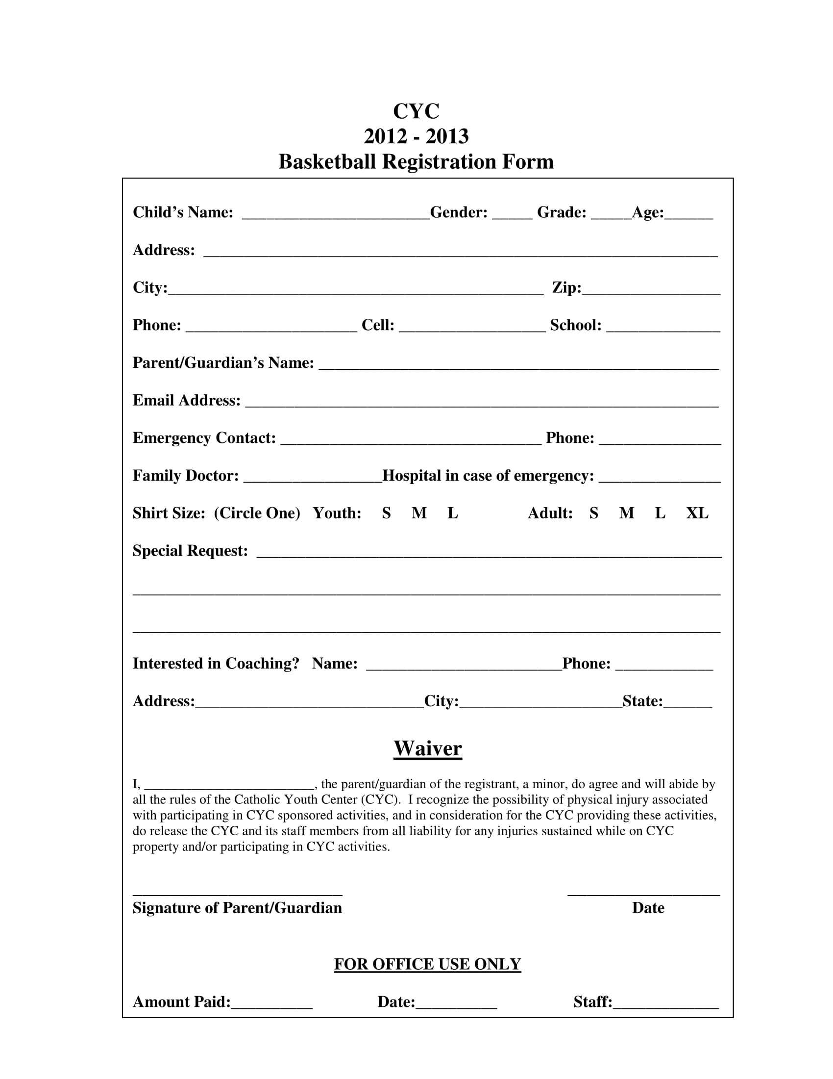 022 Free Printable Camp Registration Form Templates Template Inside Camp Registration Form Template Word