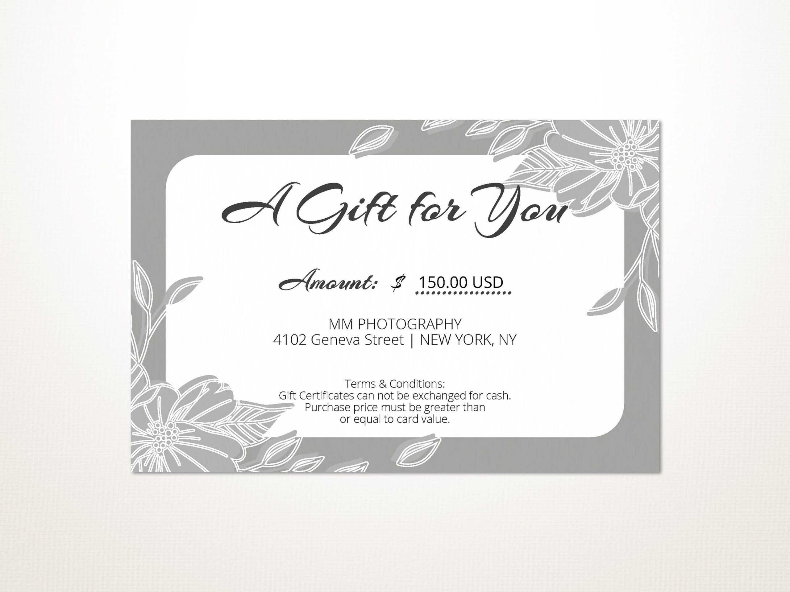 022 Wedding Gift Card Template Free Photographer Certificate In Referral Card Template Free