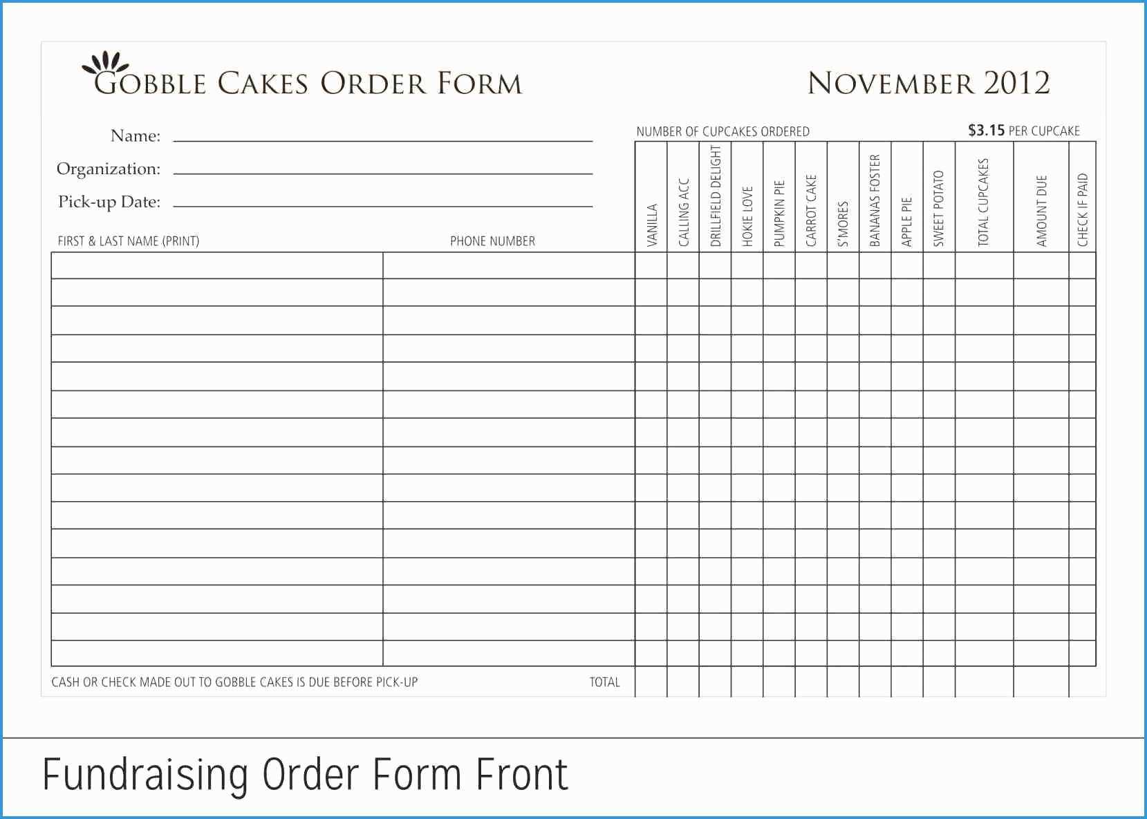 024 Free Printable Fundraiser Order Form Template Beautiful Pertaining To Blank Fundraiser Order Form Template