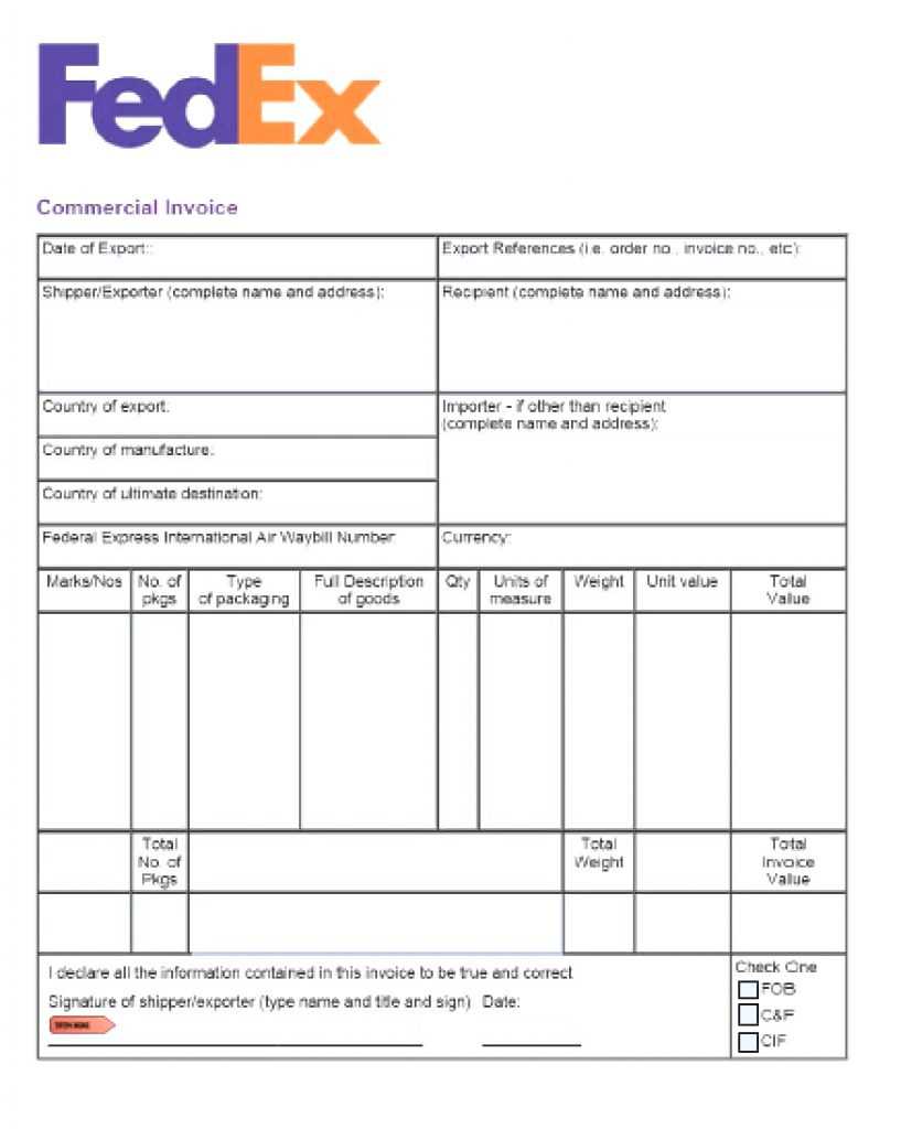 025 Template Ideas Commercial Invoice Pdf Fillable Fedex With Fedex Brochure Template