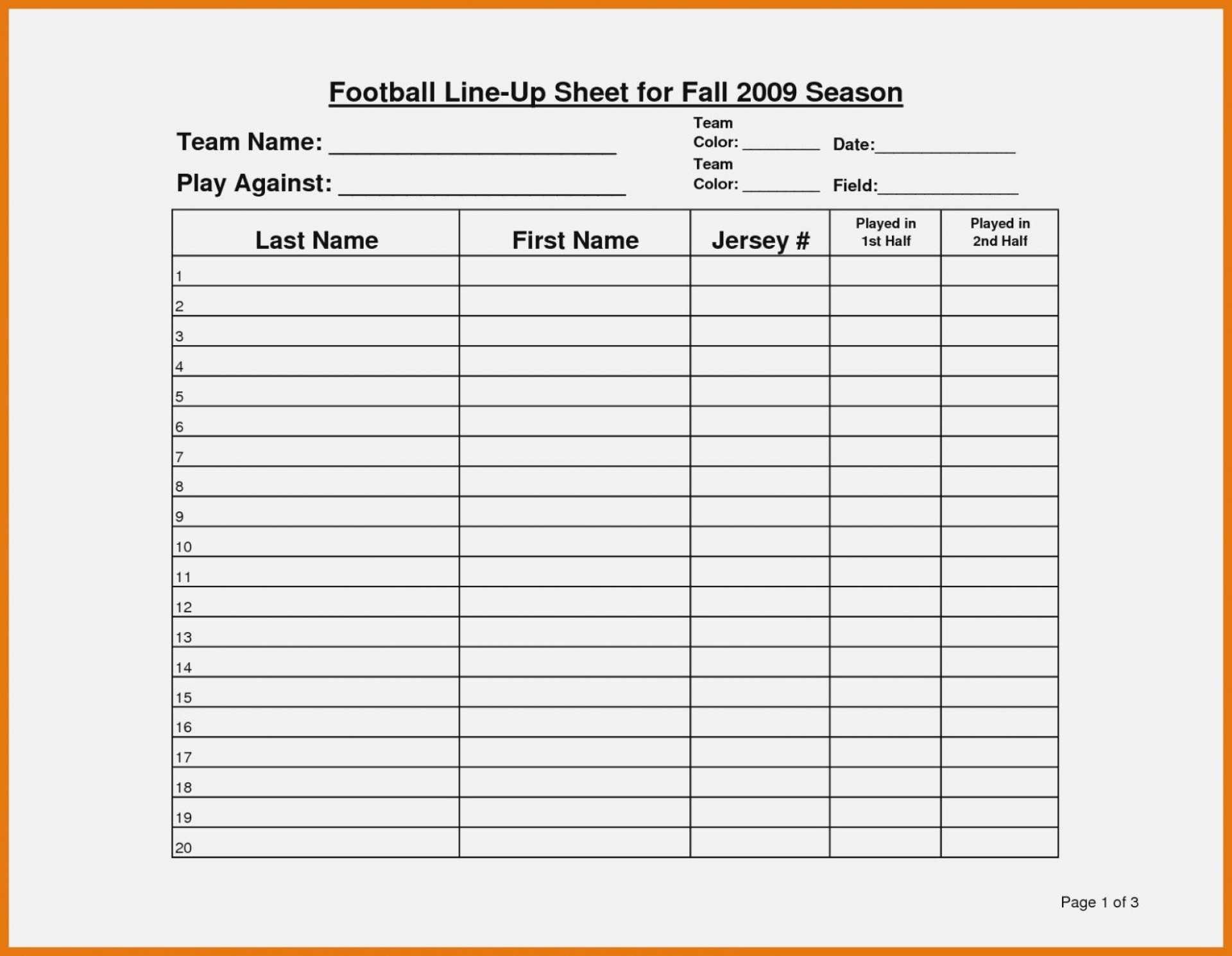 Printable Blank Football Depth Chart Template Printable Blank Football Depth Chart Template