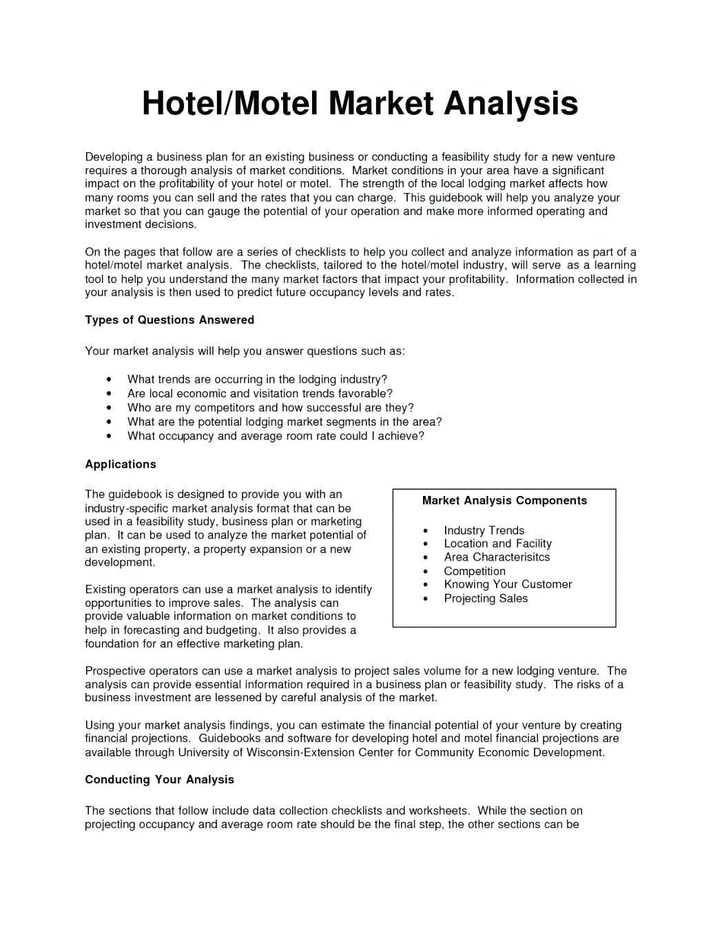 030 Business Plan Marketing Hotel And Motel Analysis Example Within Industry Analysis Report Template