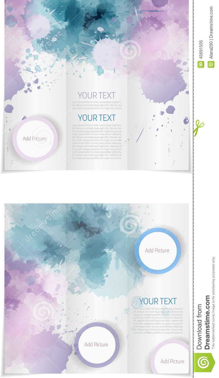 030 Tri Fold Brochure Template Paint Splashes Blue Purple Pertaining To Microsoft Word Brochure Template Free