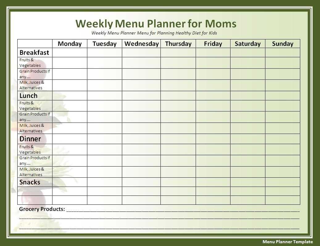 030 Weekly Menu Template Word Free Meal Planner Pdf For Weekly Meal Planner Template Word