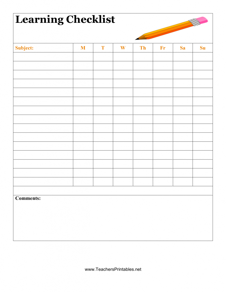 032 Blank Check List Unique Student Checklist Template Excel Inside Blank Checklist Template Pdf