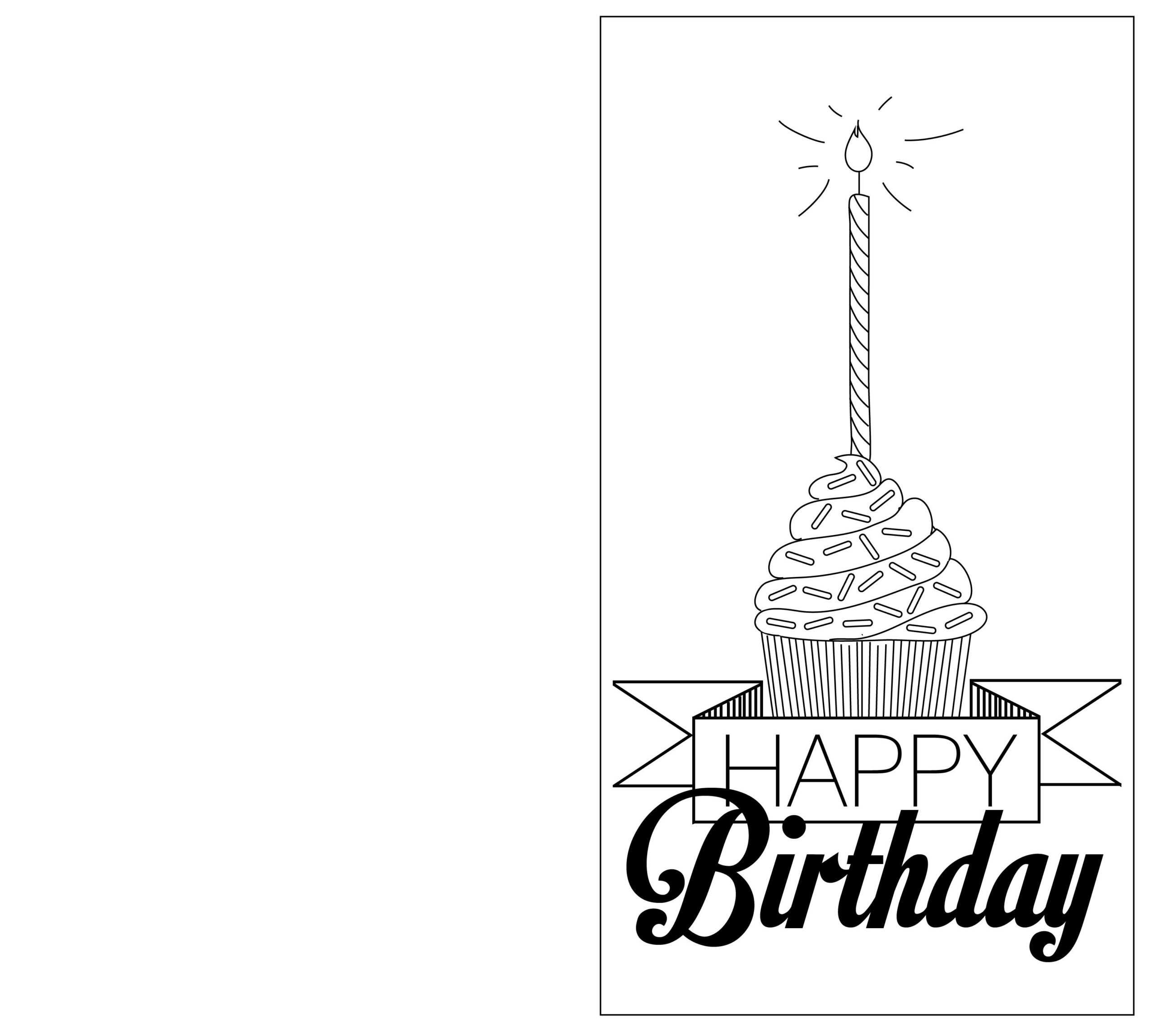 032 Printable Birthday Card Template Black And White Sample Throughout Foldable Birthday Card Template