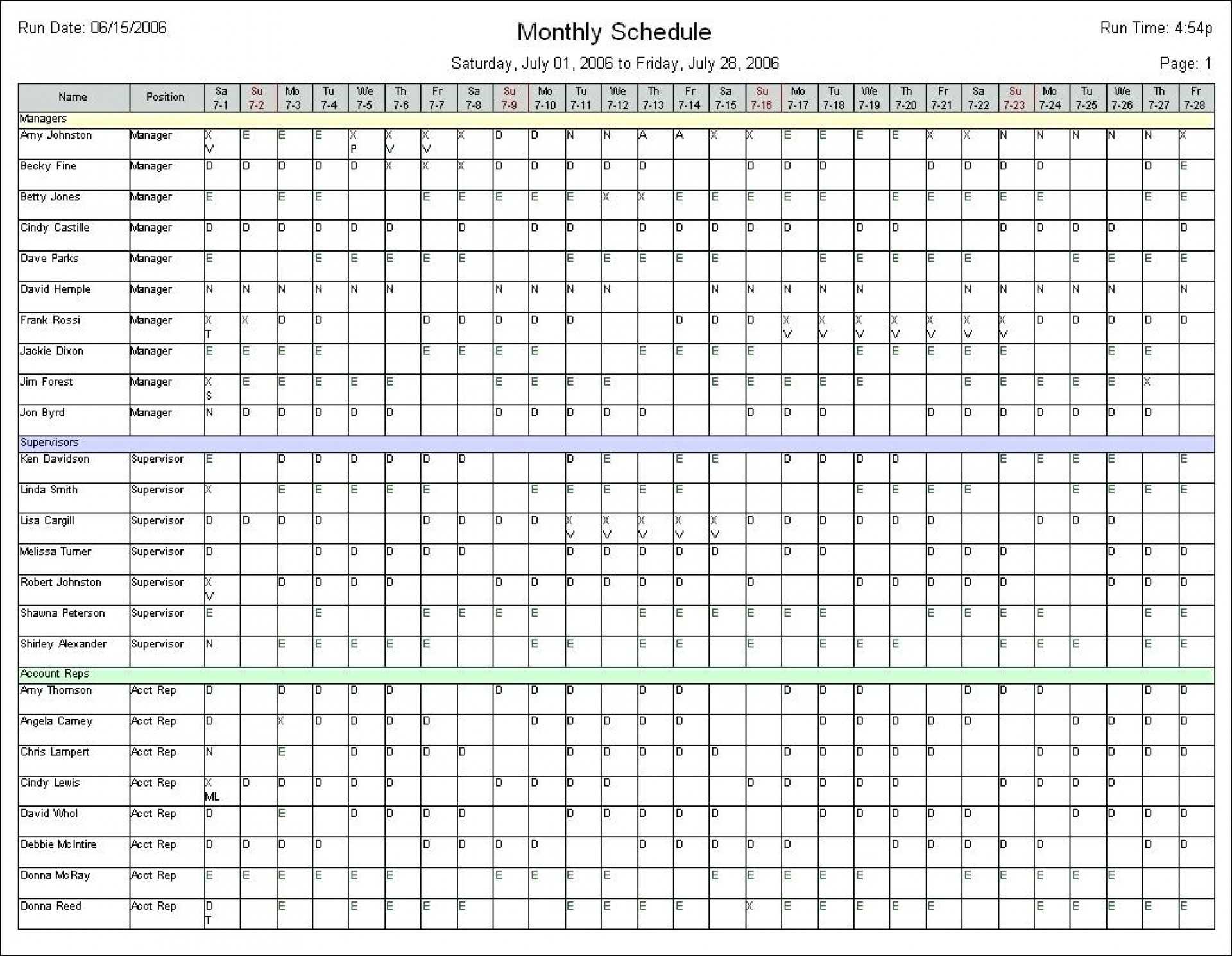 033 Monthly Employee Shift Schedule Template Work Excel And Pertaining To Blank Monthly Work Schedule Template