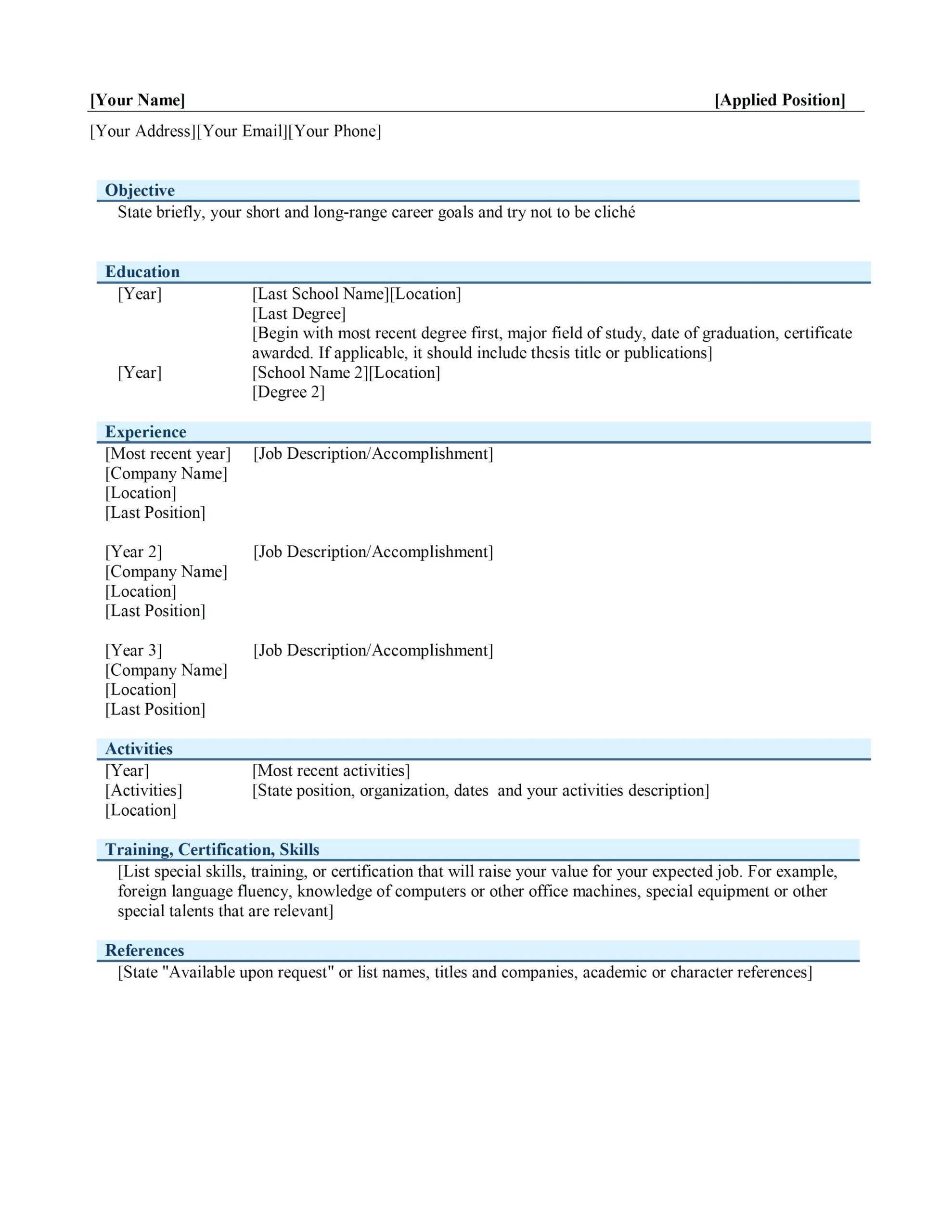 033 Resume Template On Word Free Basic Templates Elegant Intended For Free Basic Resume Templates Microsoft Word