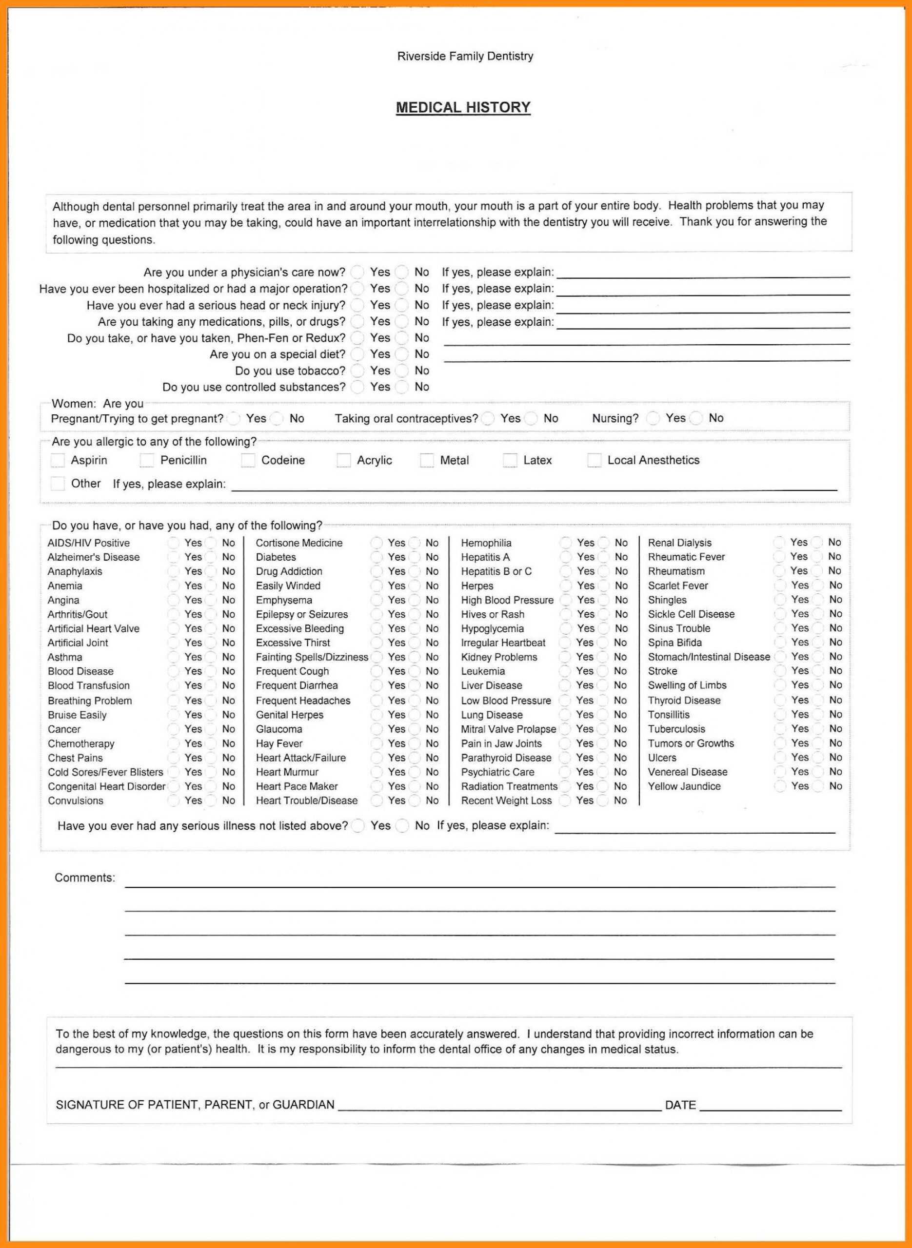 035 Employee Referral Form Template Word Templates Medical Throughout Medical History Template Word