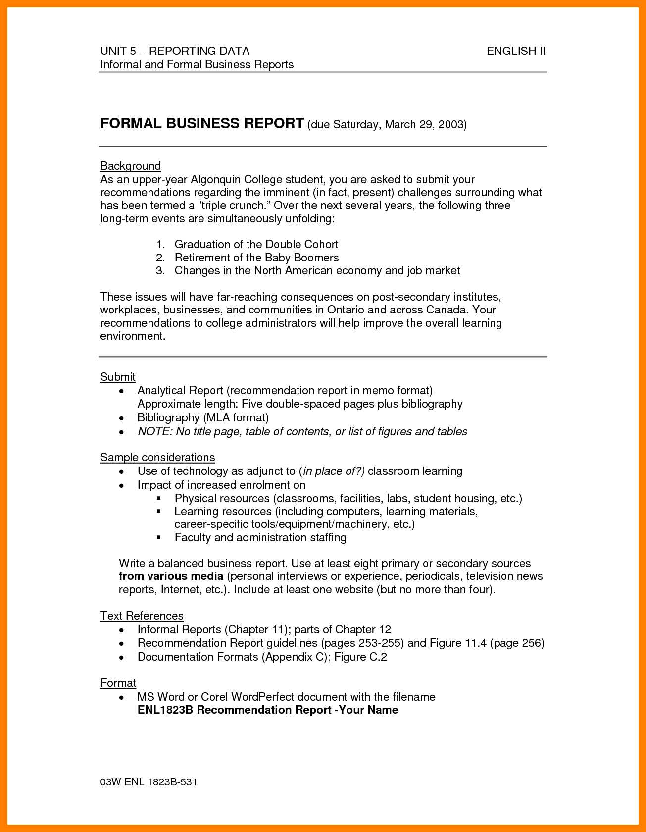 035 Report How To Write Formal Business Template Ample Pdf For Recommendation Report Template