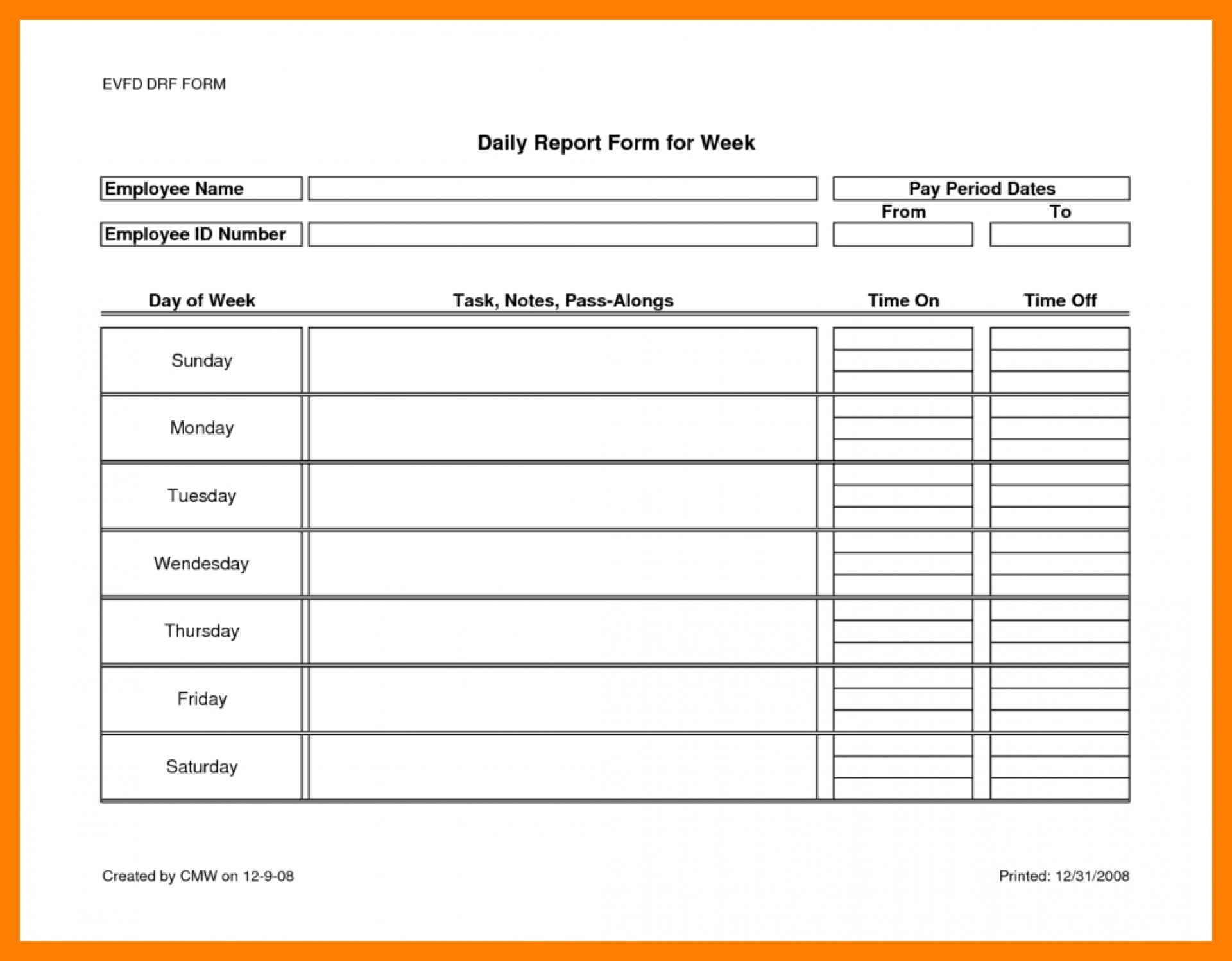 040 Daily Activity Report Template Best Of Form With Regard To Monthly Activity Report Template
