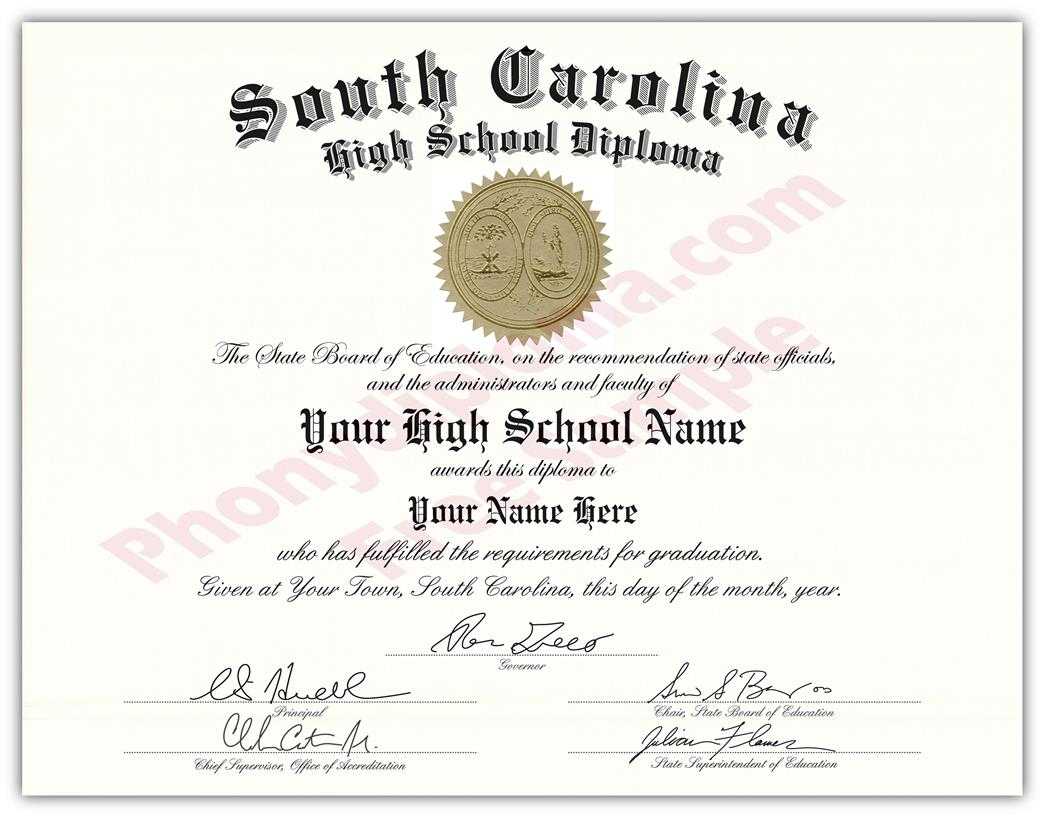 040 High School Diploma Template South20Carolina Fake With Fake Diploma Certificate Template