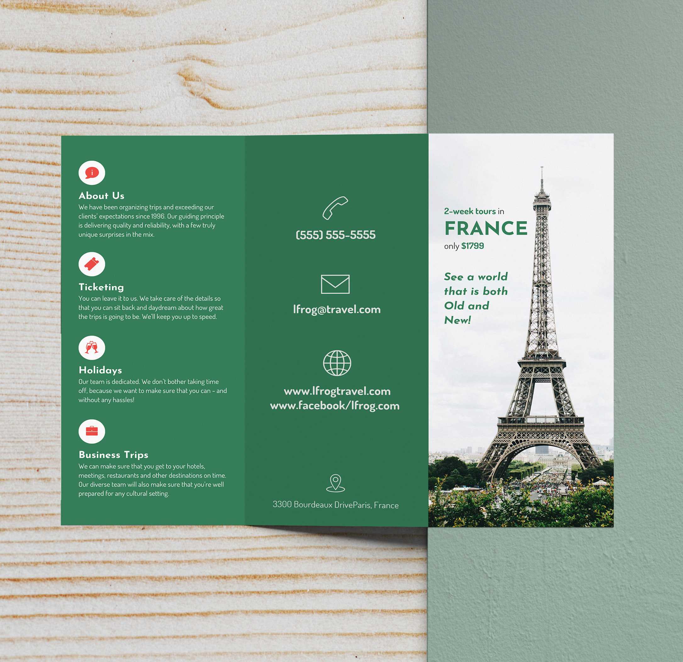 040 Travel France Trifold Brochure Template Tri Fold Free Within Open Office Brochure Template